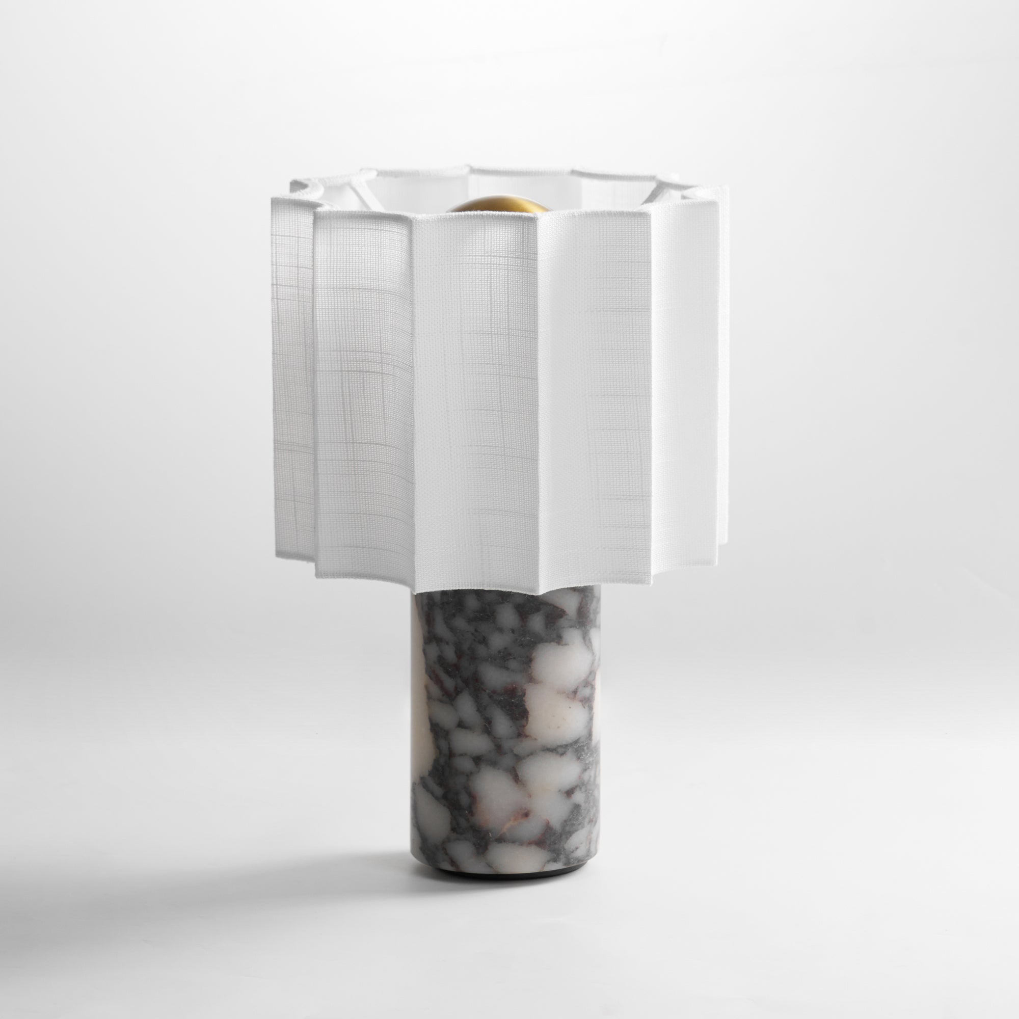 Serenity Pleated Fabric & Marble Table Lamp-Neutral Decor