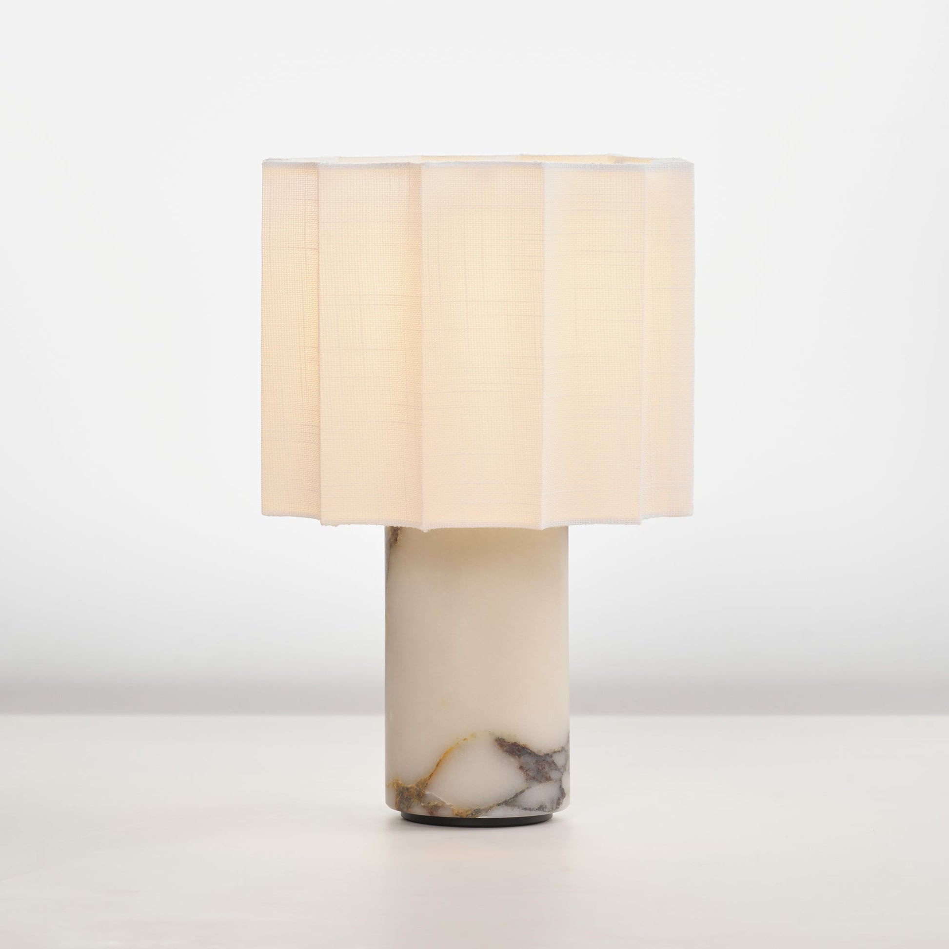 Serenity Pleated Fabric & Marble Table Lamp-Neutral Decor