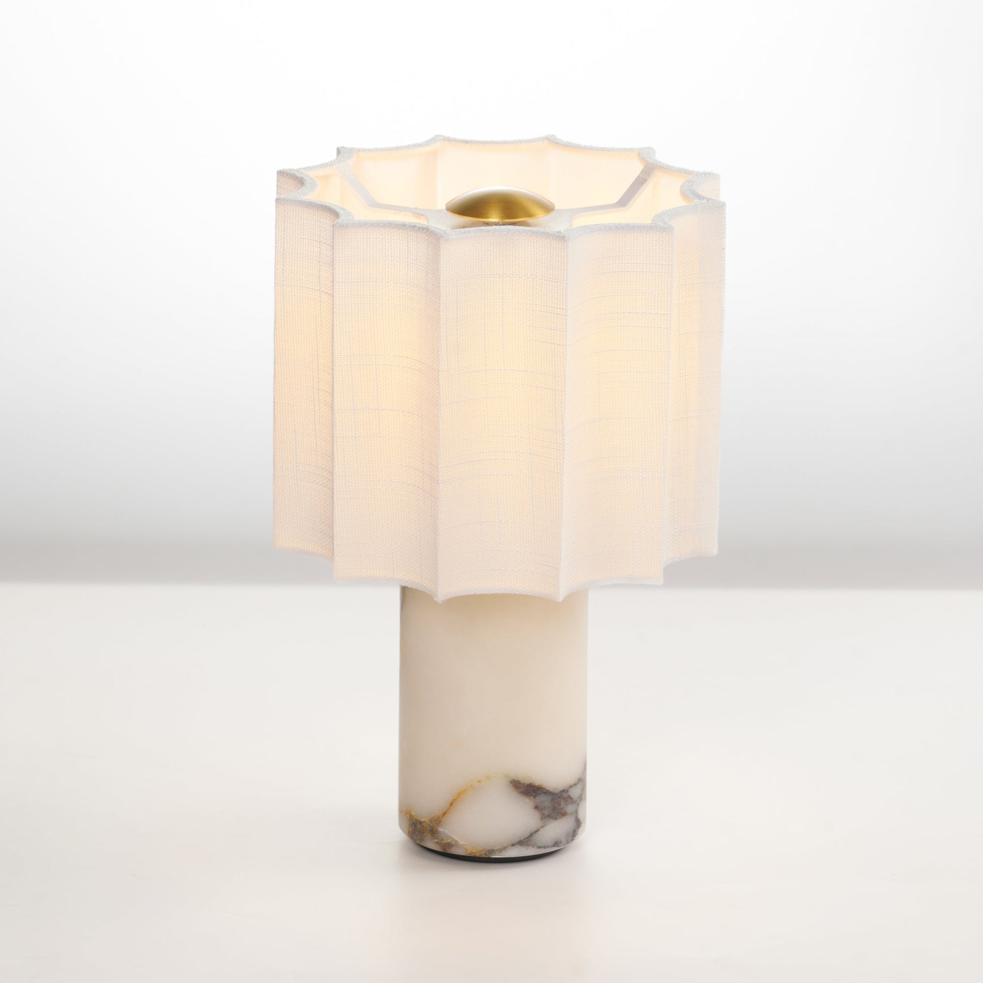 Serenity Pleated Fabric & Marble Table Lamp-Neutral Decor