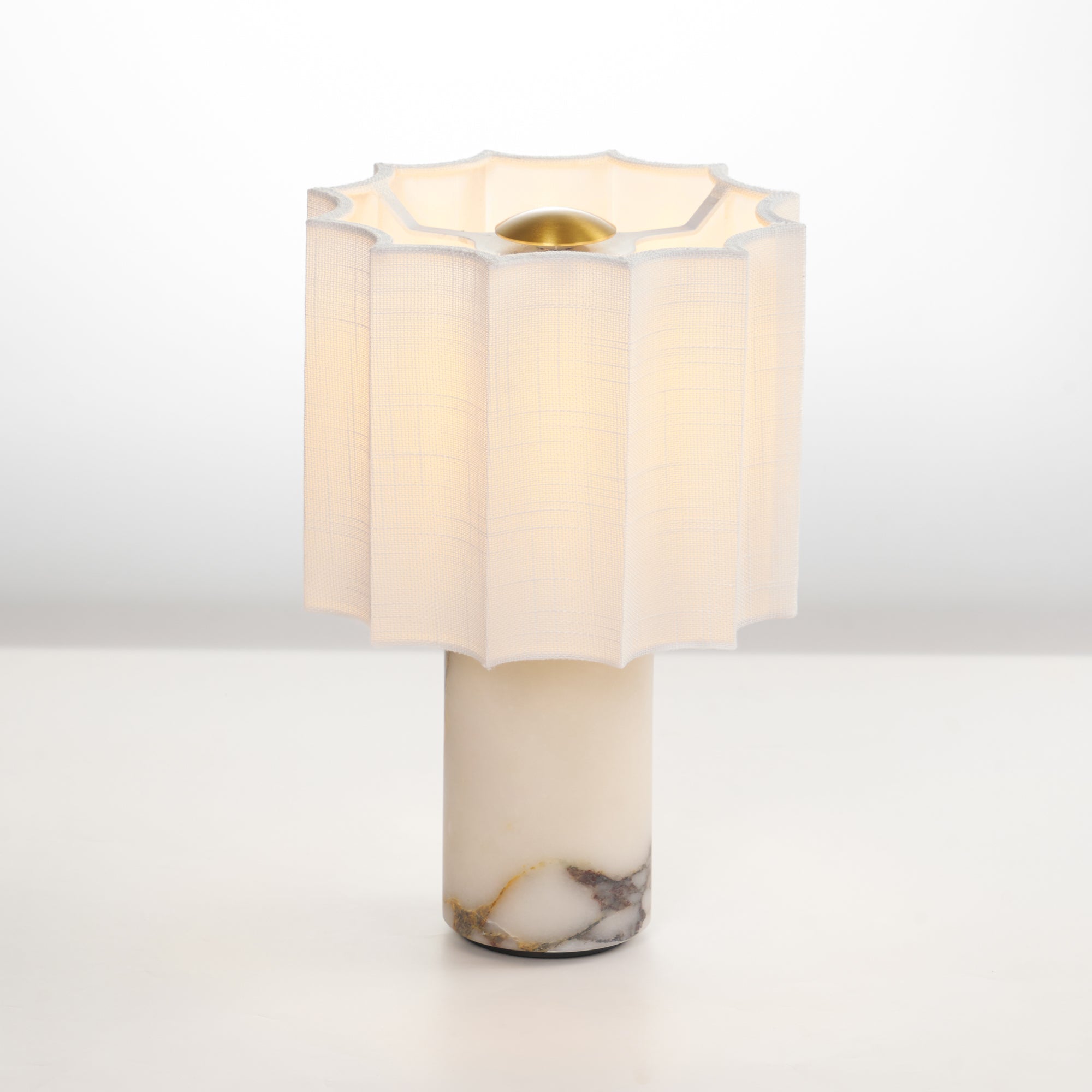 Serenity Pleated Fabric & Marble Table Lamp-Neutral Decor