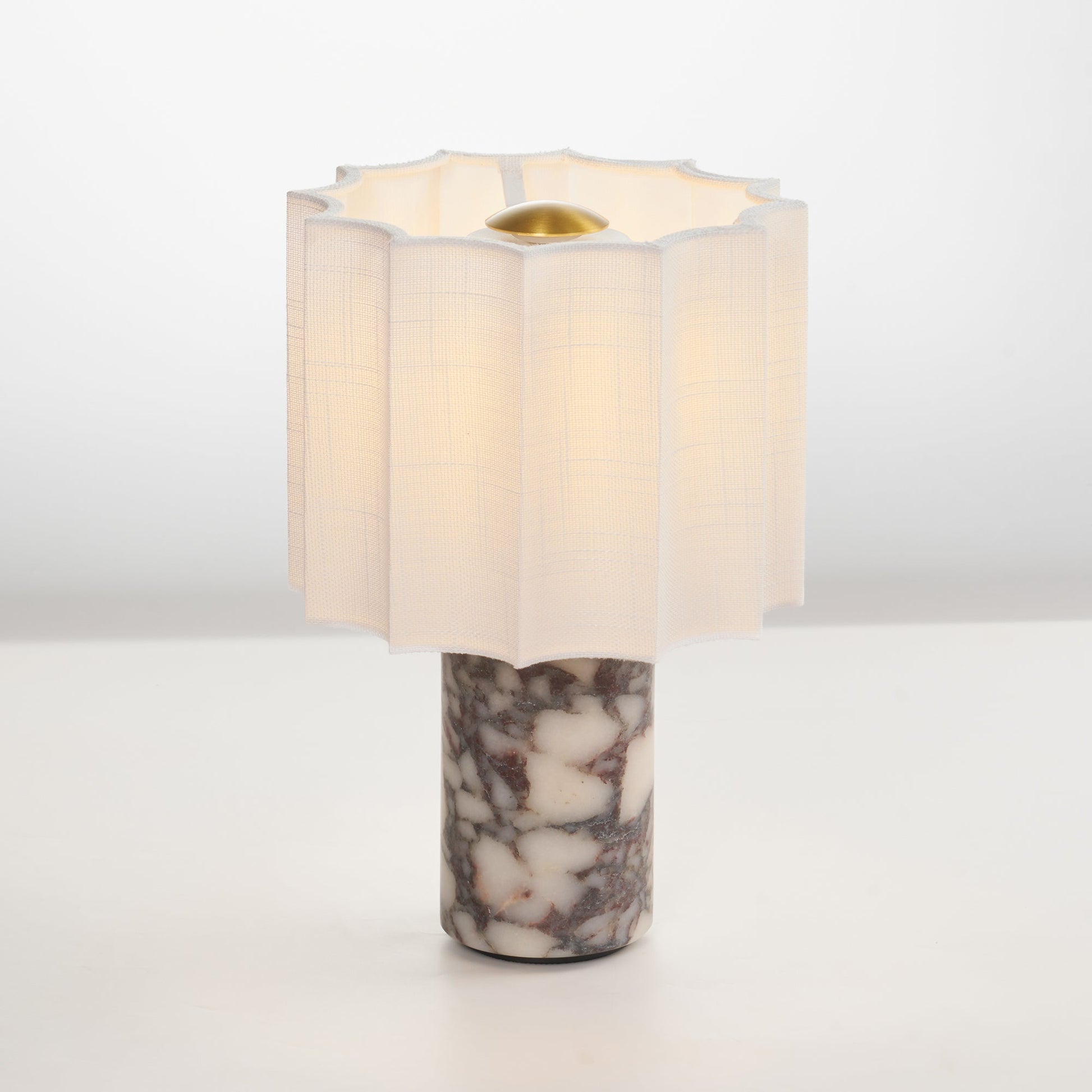 Serenity Pleated Fabric & Marble Table Lamp-Neutral Decor