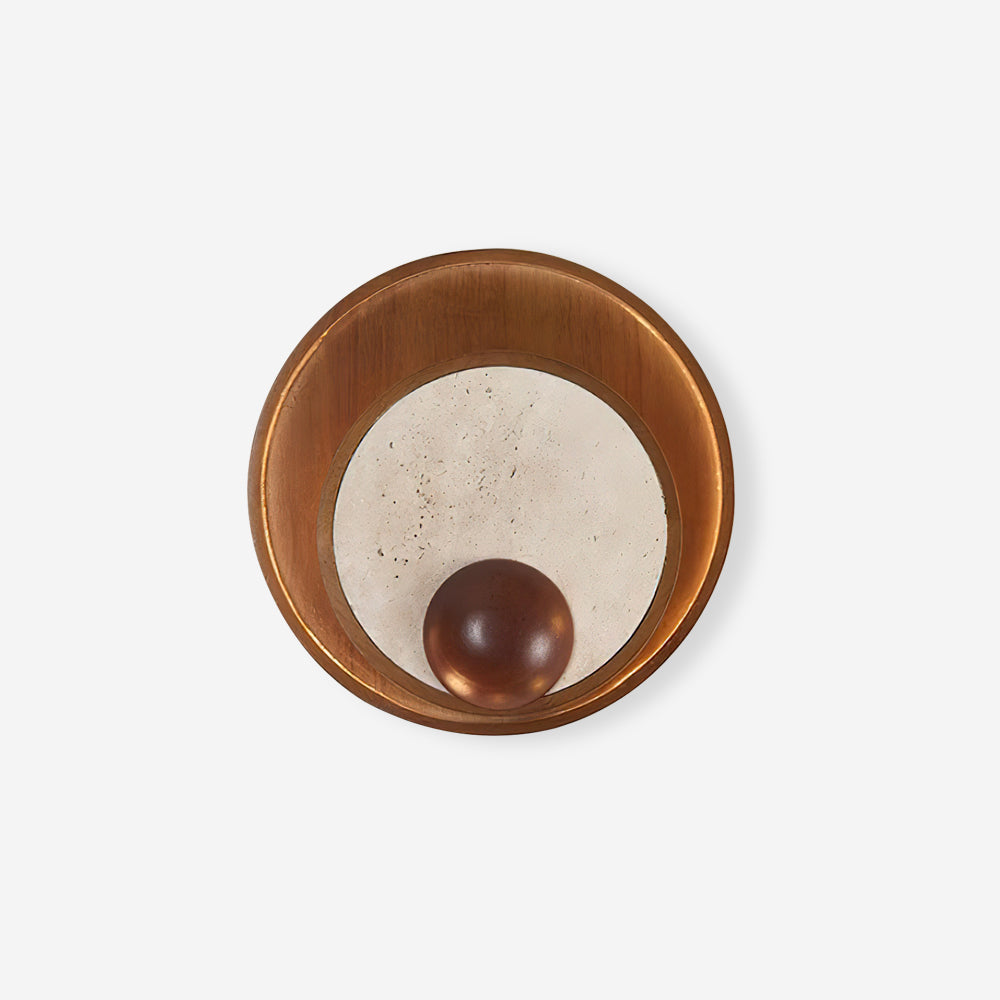 Ritta  Wall Lamp  Travertine Circular Wooden  Frame