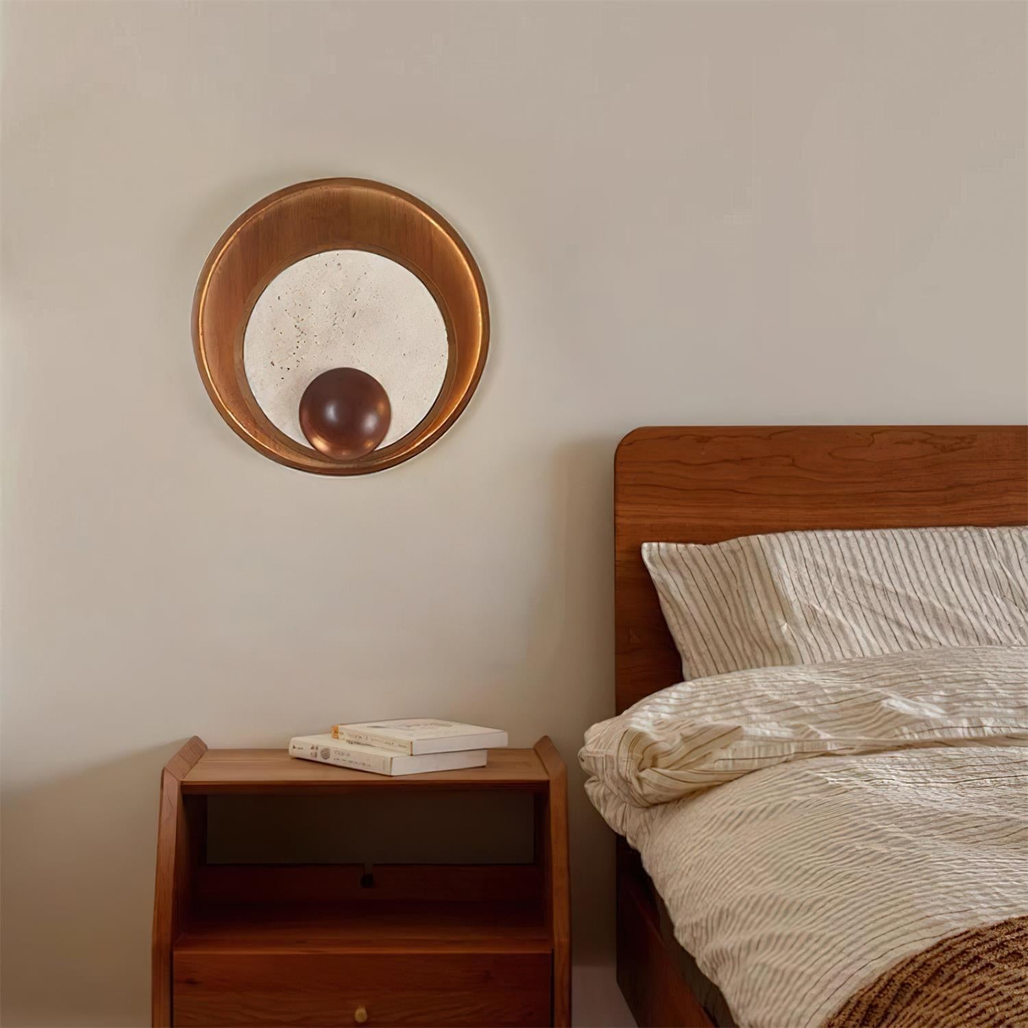 Ritta  Wall Lamp  Travertine Circular Wooden  Frame