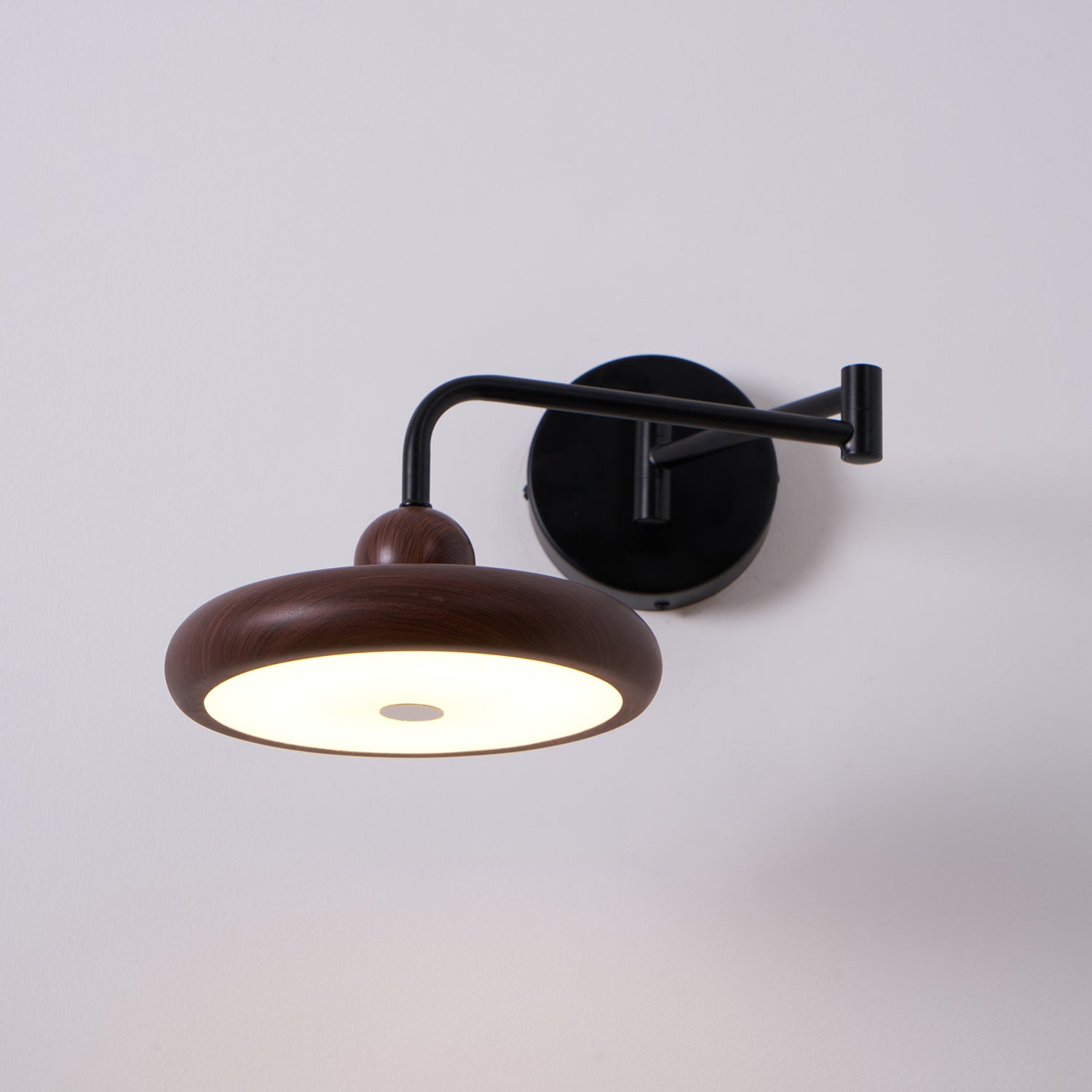 Kenshika Wooden Disc Black Wall Light-Neutral Decor