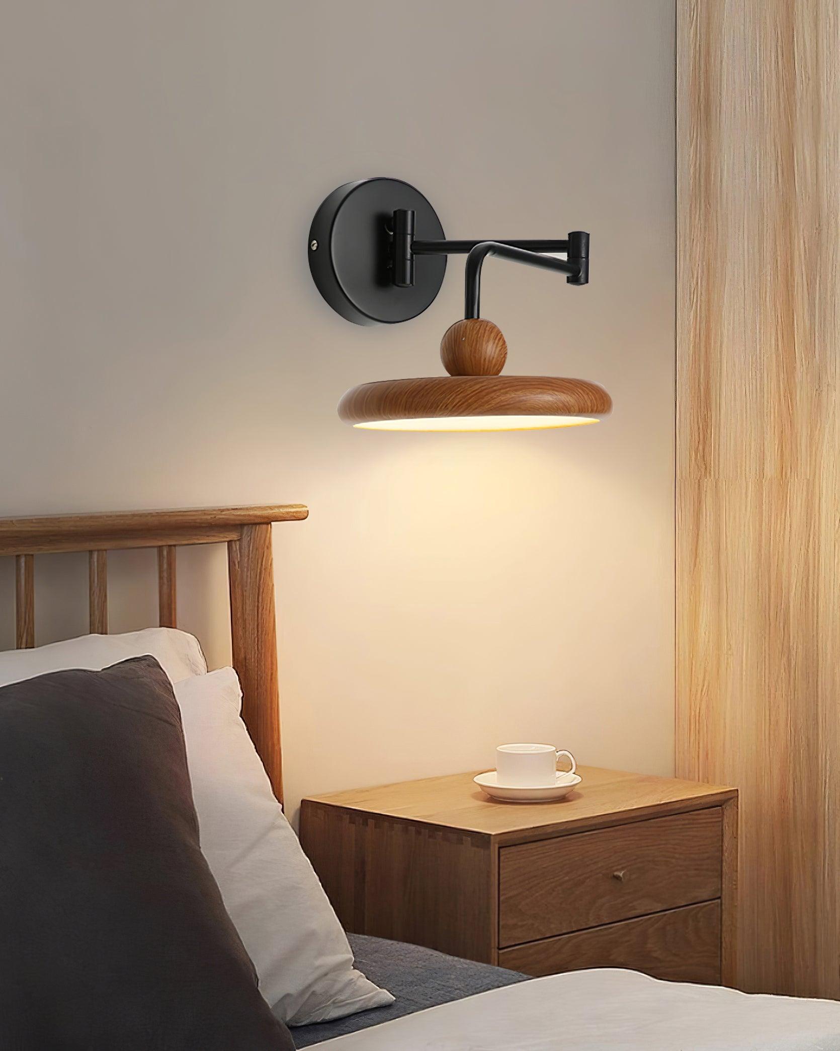 Kenshika Wooden Disc Black Wall Light-Neutral Decor