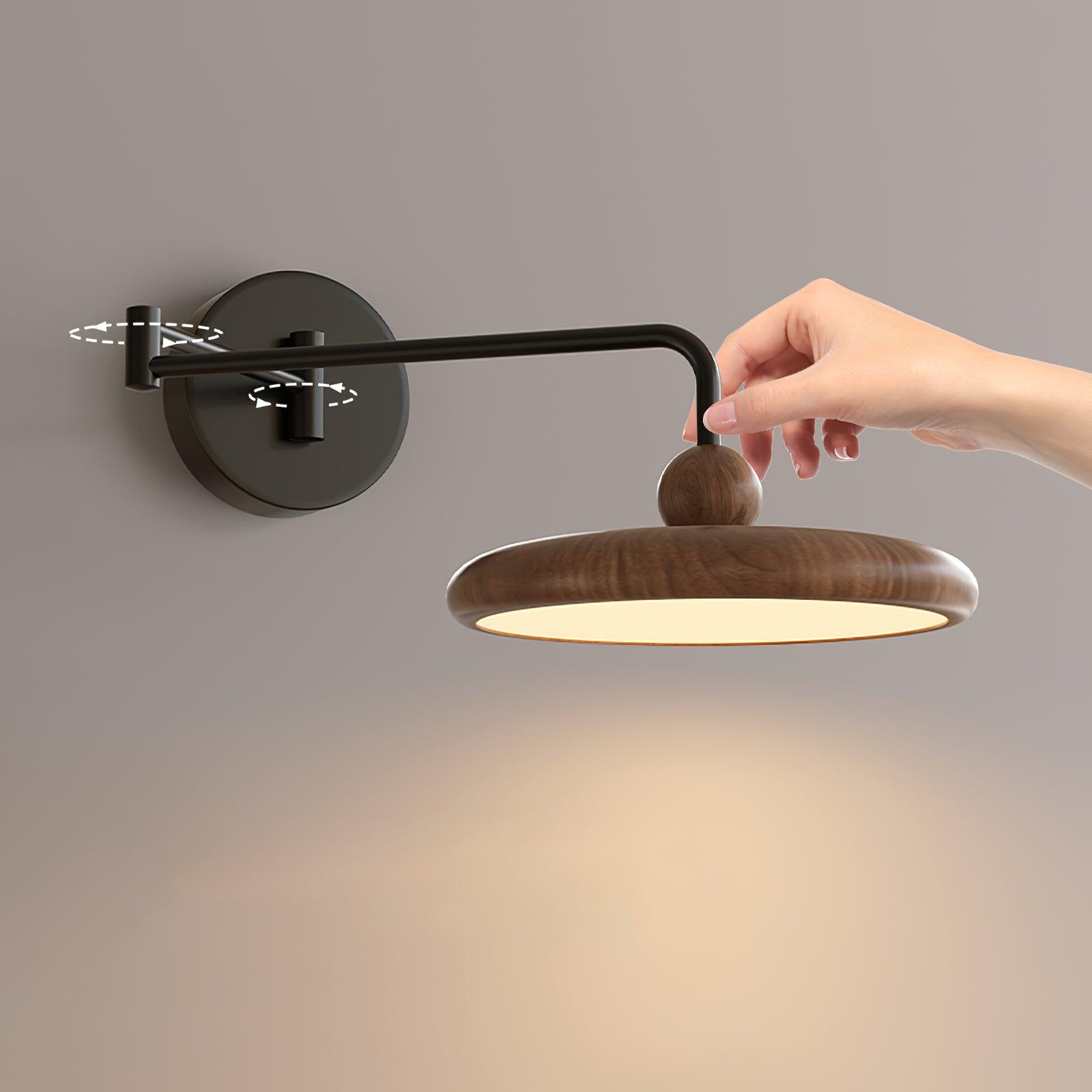 Kenshika Wooden Disc Black Wall Light-Neutral Decor