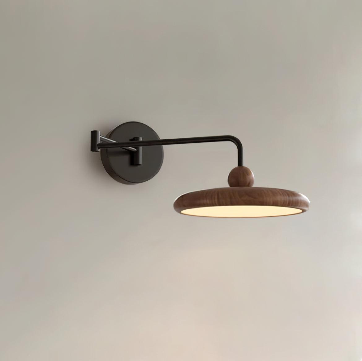 Kenshika Wooden Disc Black Wall Light-Neutral Decor