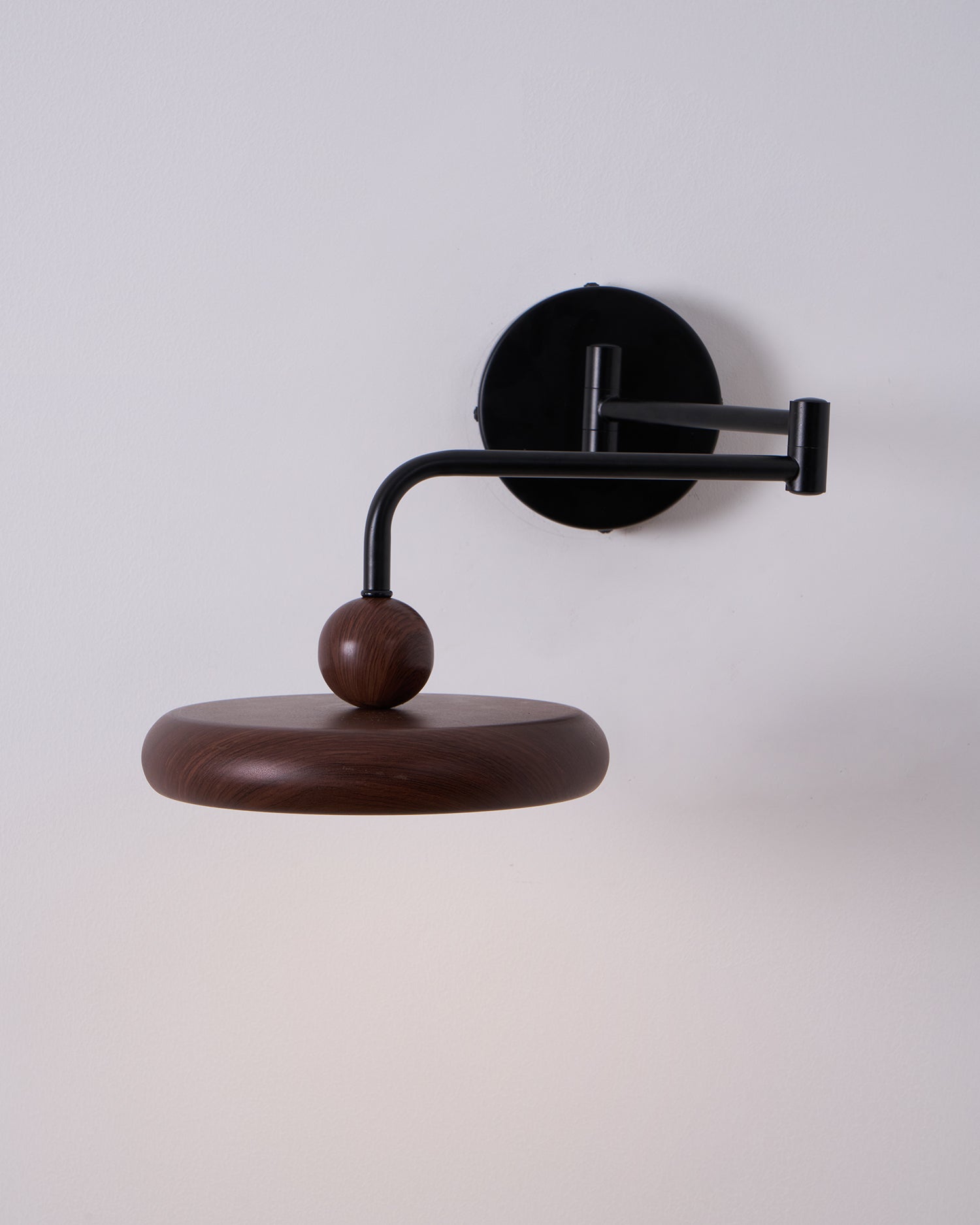 Kenshika Wooden Disc Black Wall Light-Neutral Decor