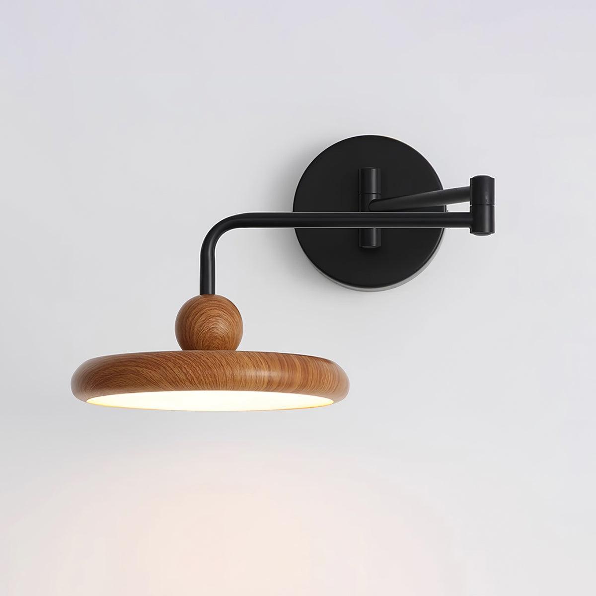 Kenshika Wooden Disc Black Wall Light-Neutral Decor