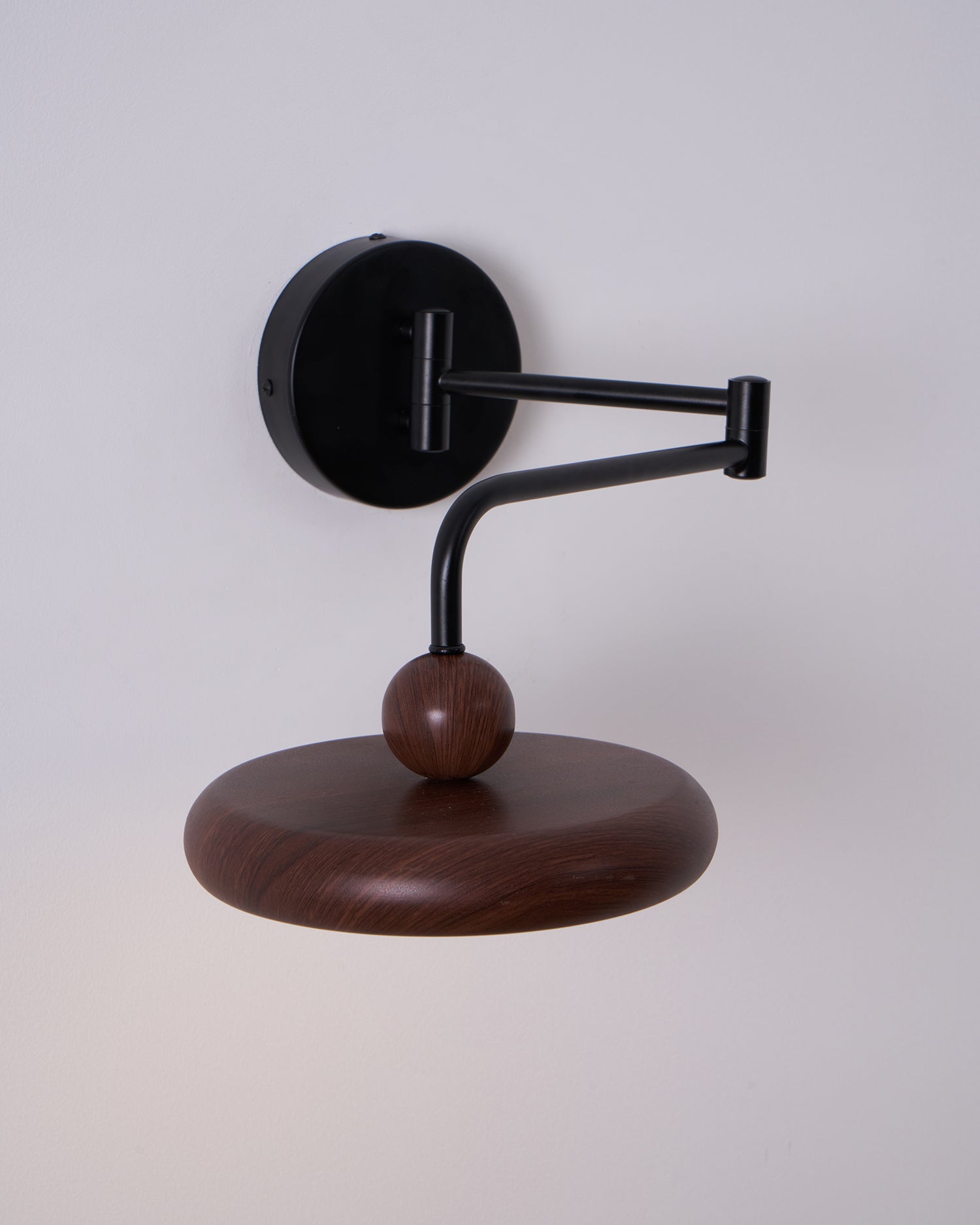 Kenshika Wooden Disc Black Wall Light-Neutral Decor