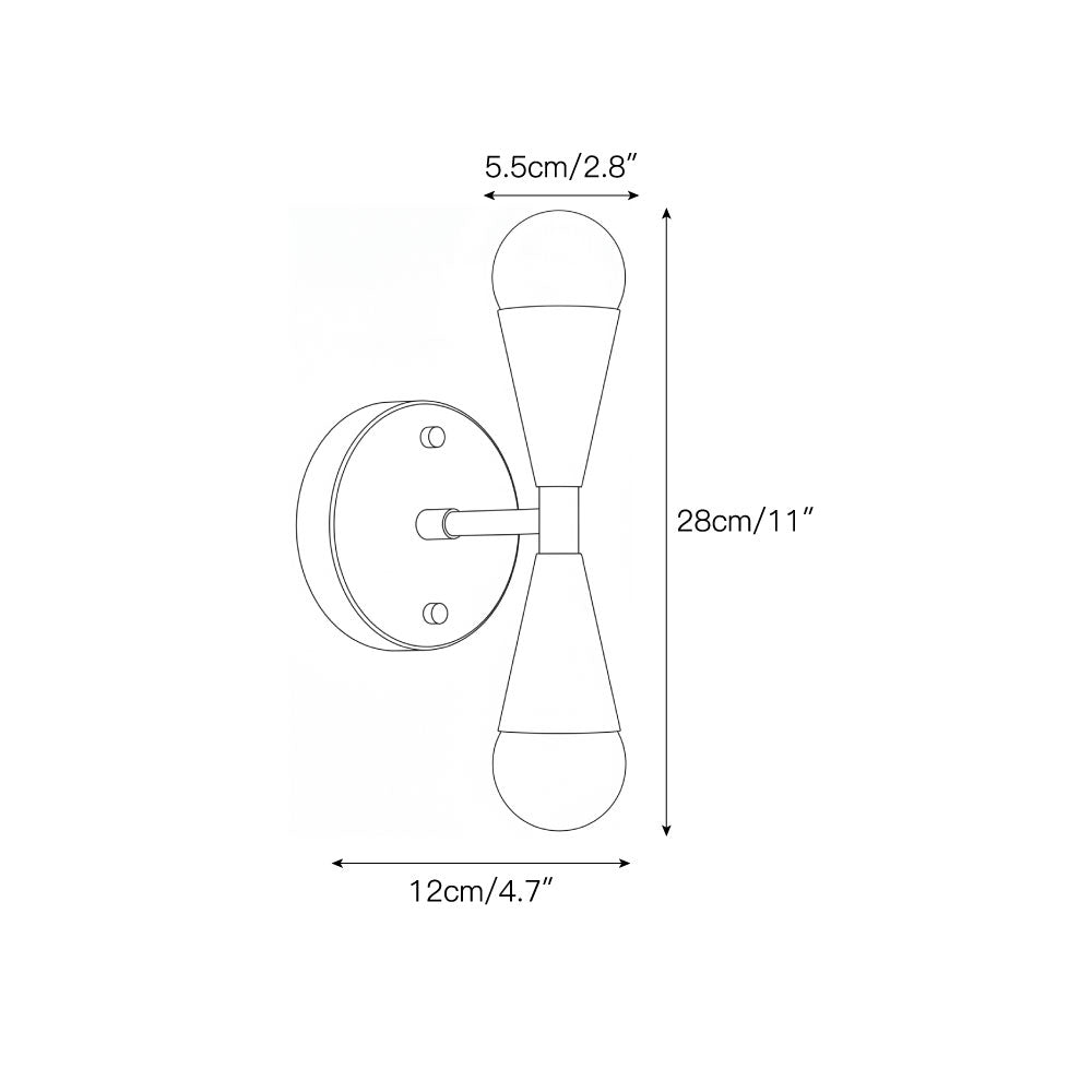 The Karma Wall Sconce with frosted glass globes, shown unlit.