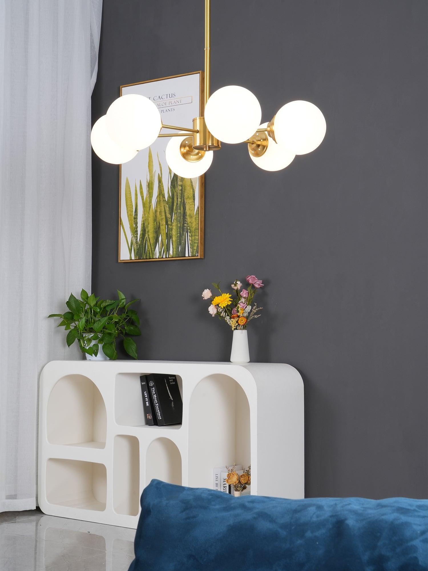 Eshlen Chandelier Brass Opal Glass-Neutral Decor