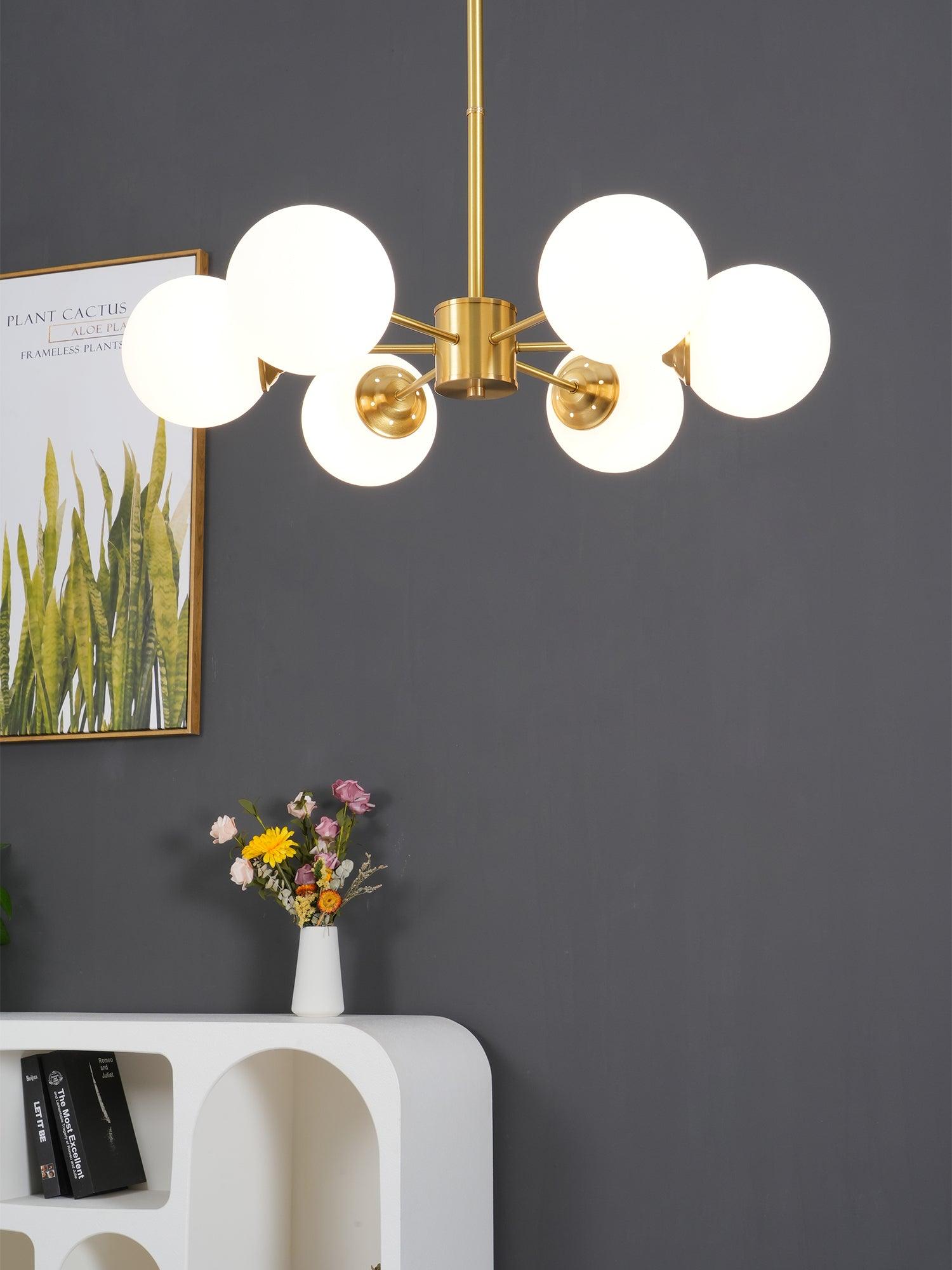 Eshlen Chandelier Brass Opal Glass-Neutral Decor