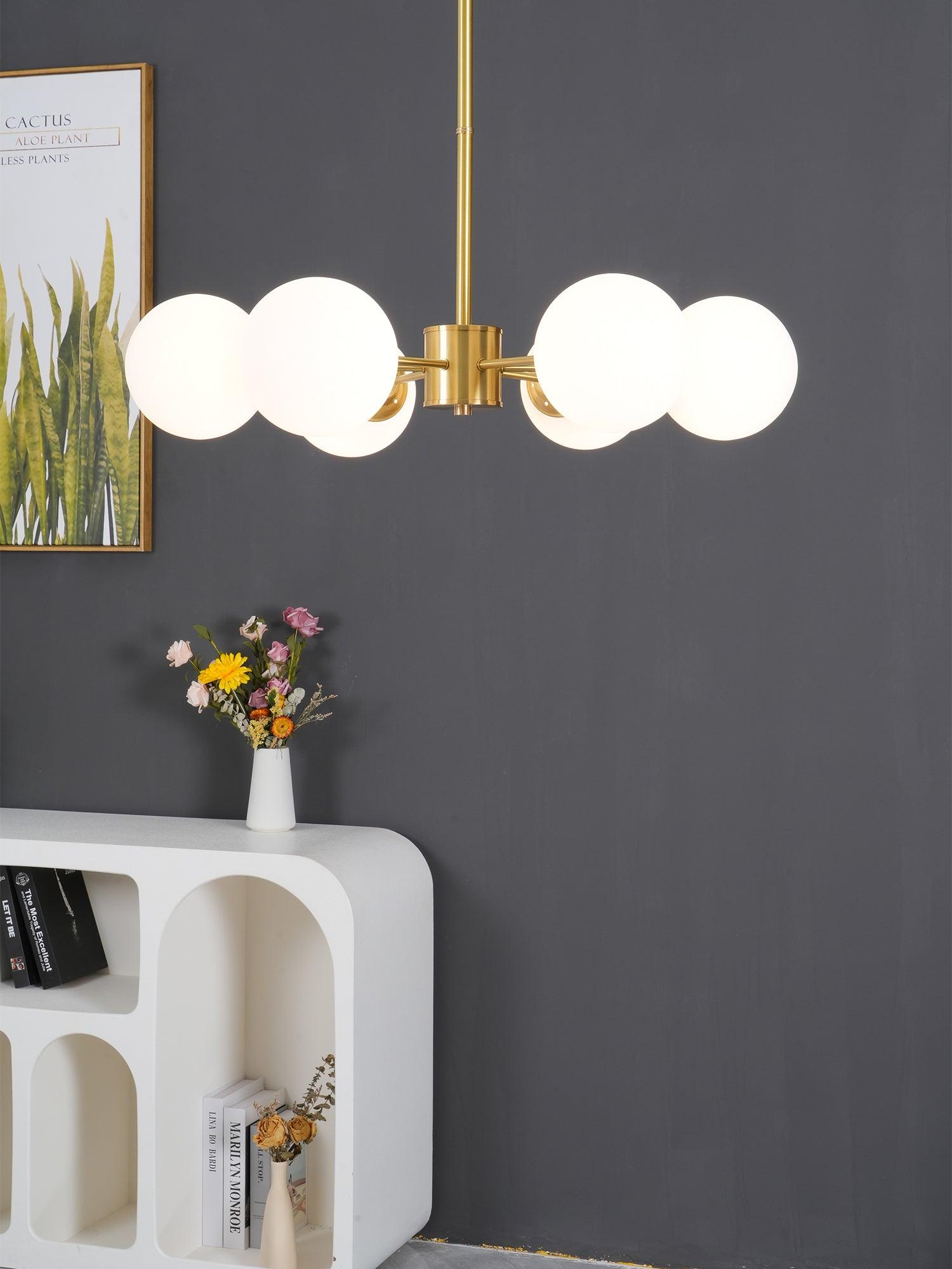 Eshlen Chandelier Brass Opal Glass-Neutral Decor