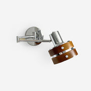 Wall Lamp Metal & Wood Barrel Shade Adjustable Mid-Century