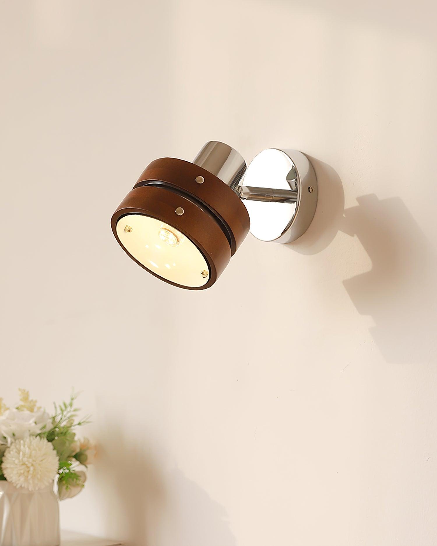 Wall Lamp Metal & Wood Barrel Shade Adjustable Warm Glow