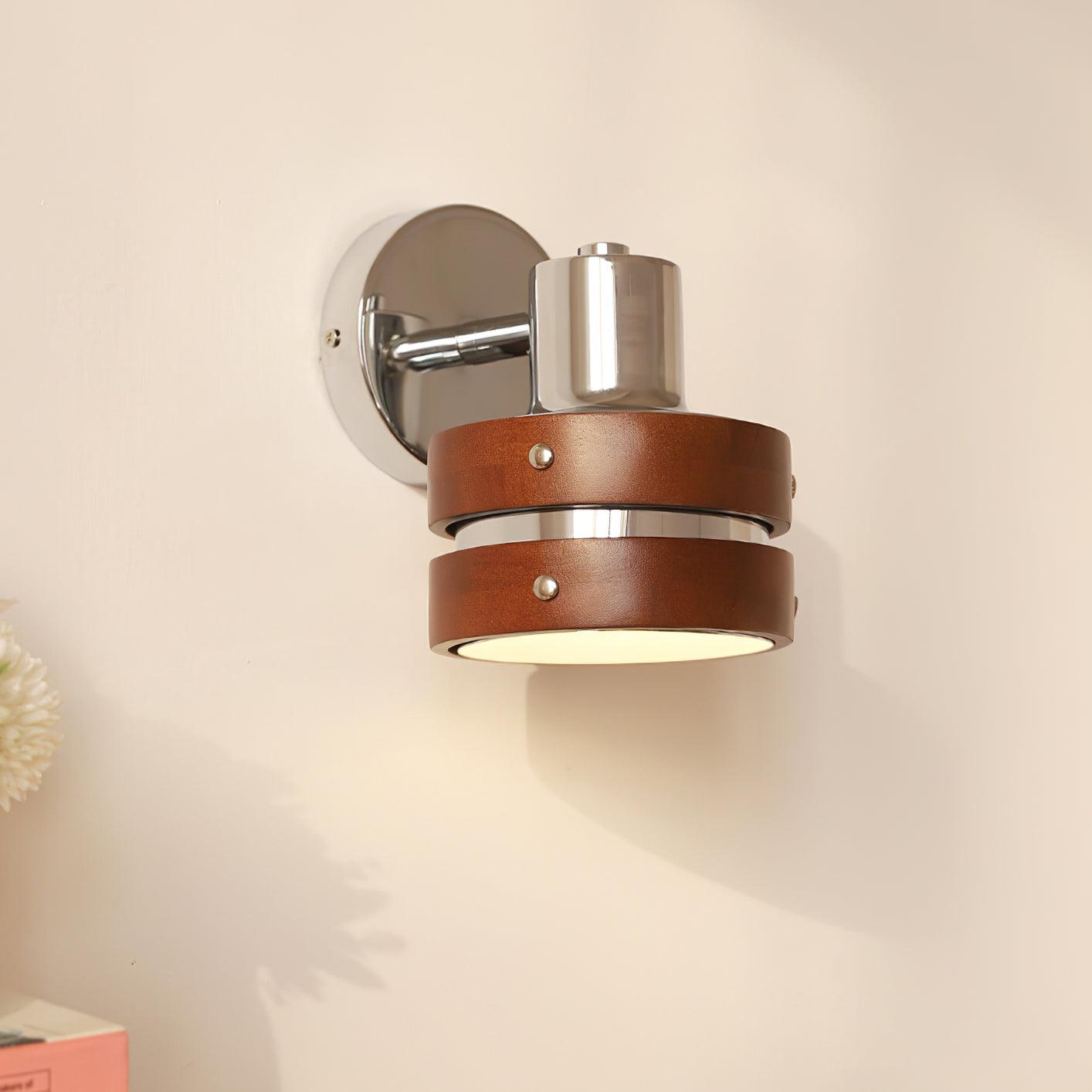 Wall Lamp Metal & Wood Barrel Shade Adjustable Warm Glow