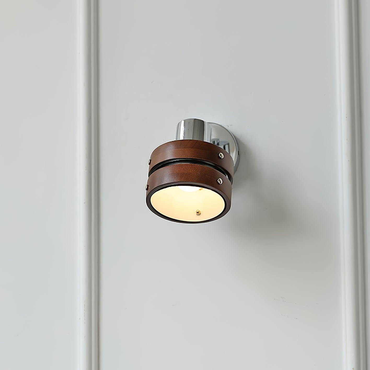 Wall Lamp Metal & Wood Barrel Shade Adjustable Warm Glow