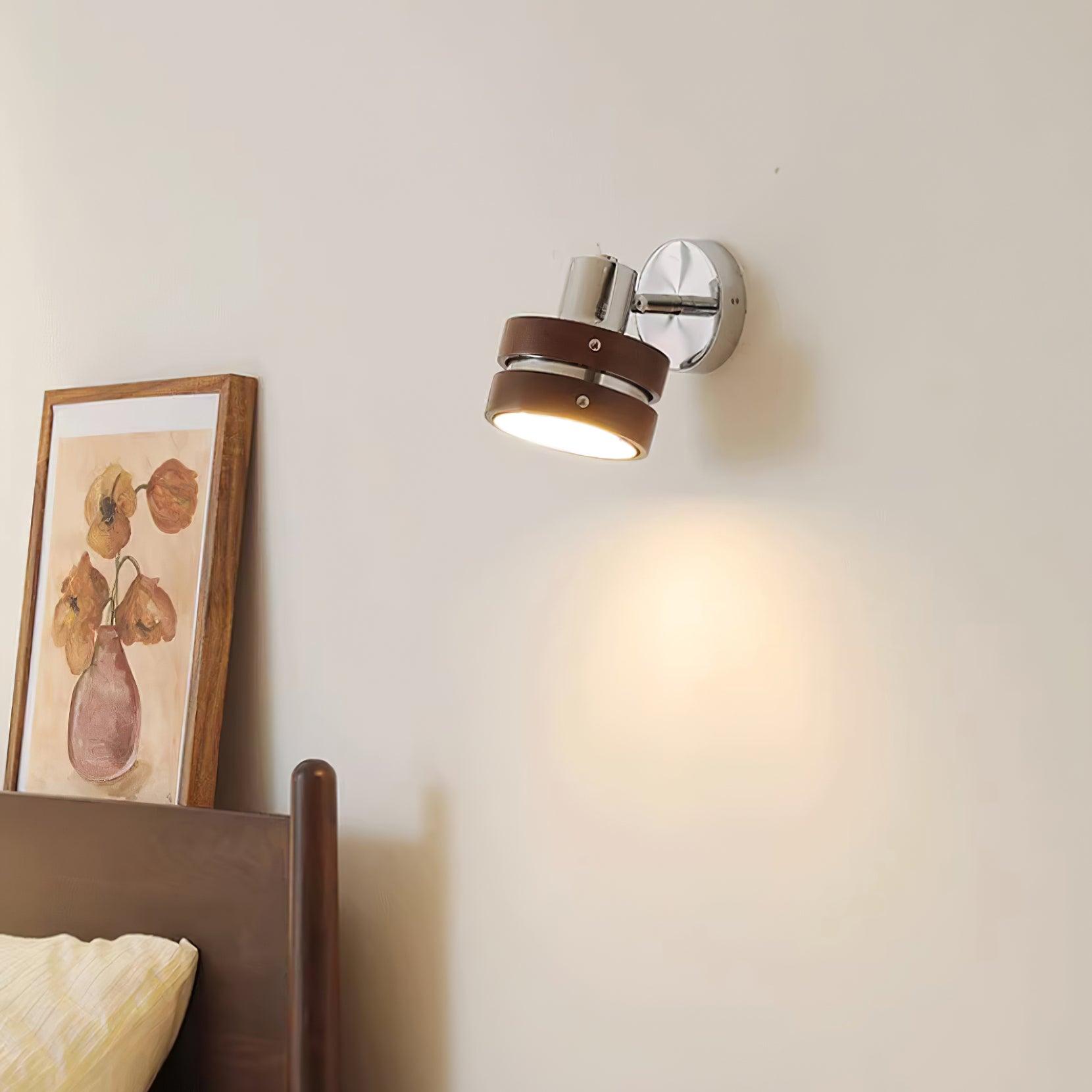 Wall Lamp Metal & Wood Barrel Shade Adjustable Warm Glow