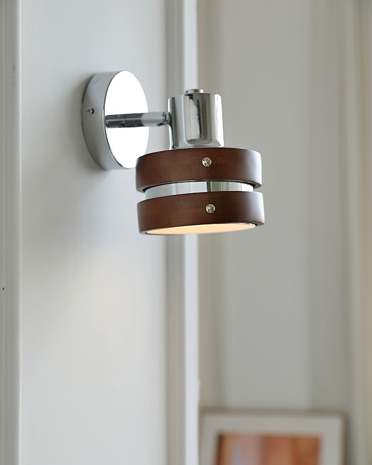 Wall Lamp Metal & Wood Barrel Shade Adjustable Warm Glow