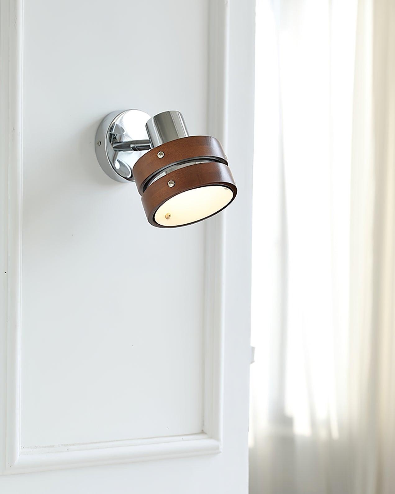 Wall Lamp Metal & Wood Barrel Shade Adjustable Warm Glow