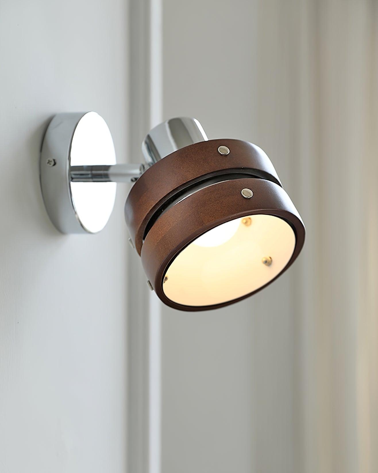 Wall Lamp Metal & Wood Barrel Shade Adjustable Warm Glow