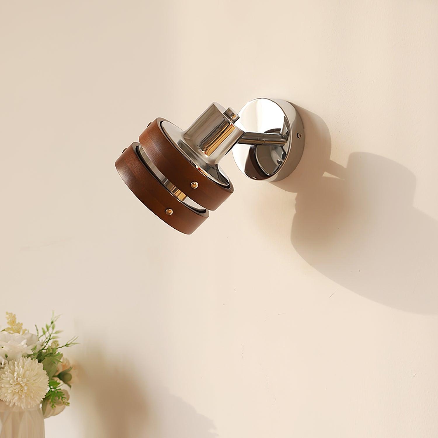 Wall Lamp Metal & Wood Barrel Shade Adjustable Warm Glow