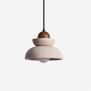 Pendant Lamp Travertine Shade Wood Modern Nordic Beige Walnut