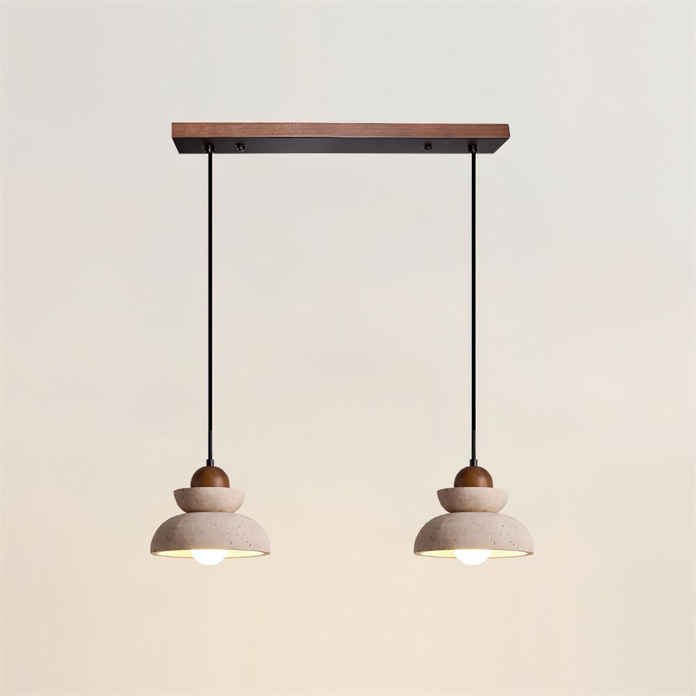 Pendant Lamp Travertine Shade Wood Modern Nordic Beige Walnut