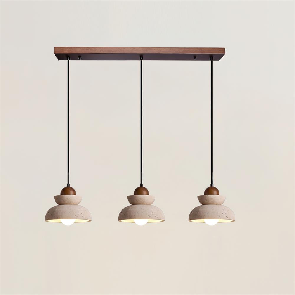 Pendant Lamp Travertine Shade Wood Modern Nordic Beige Walnut
