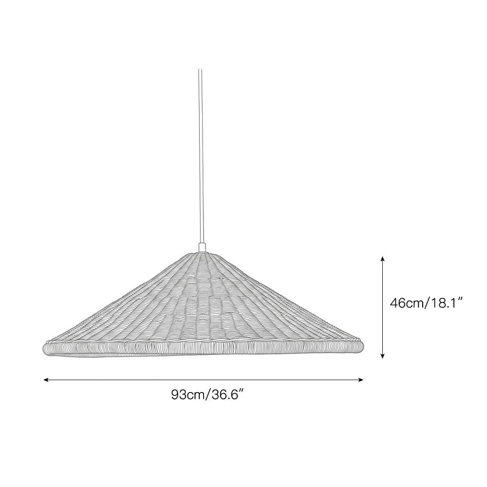 Detail view of the lamp's wide-brimmed silhouette.