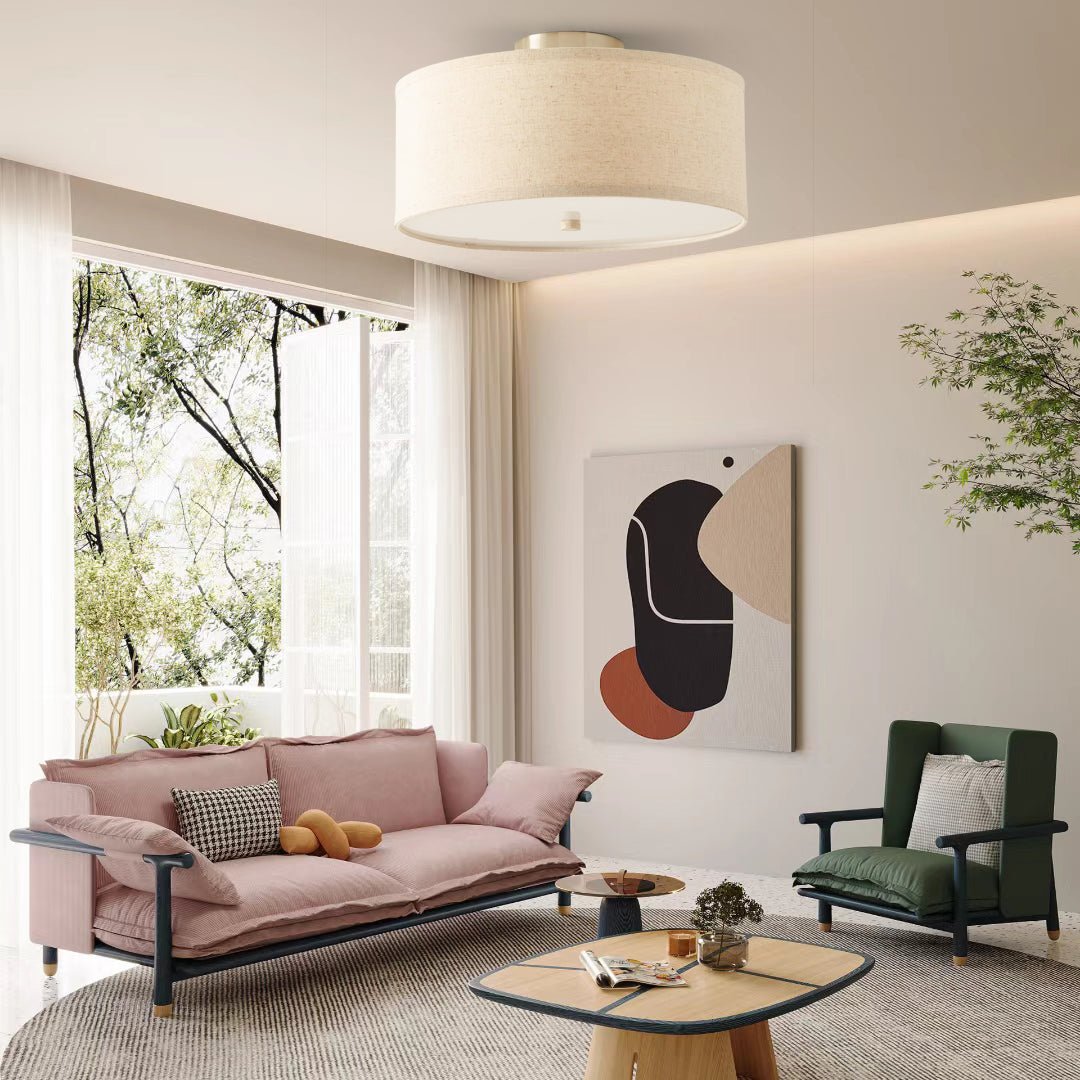 Qilvo Ceiling Light Linen Shade Simple Elegant-Neutral Decor
