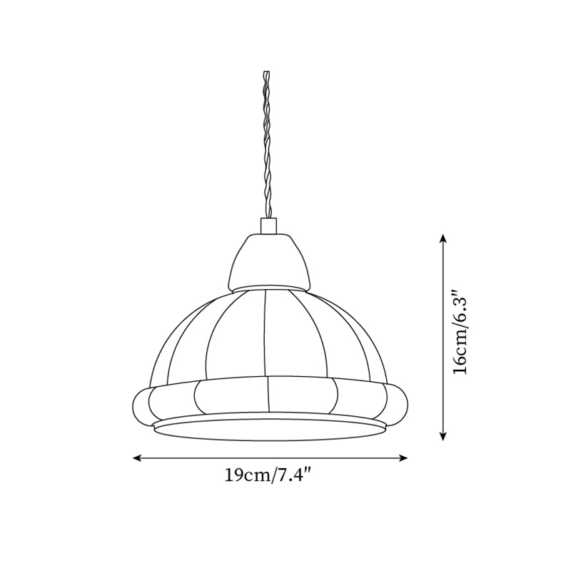 Pendant Lamp Glass Dome Shade Walnut Wood Accent Minimalist