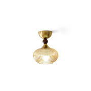 Kaydan Ceiling Lamp with ribbed glass shade and gold fixture.