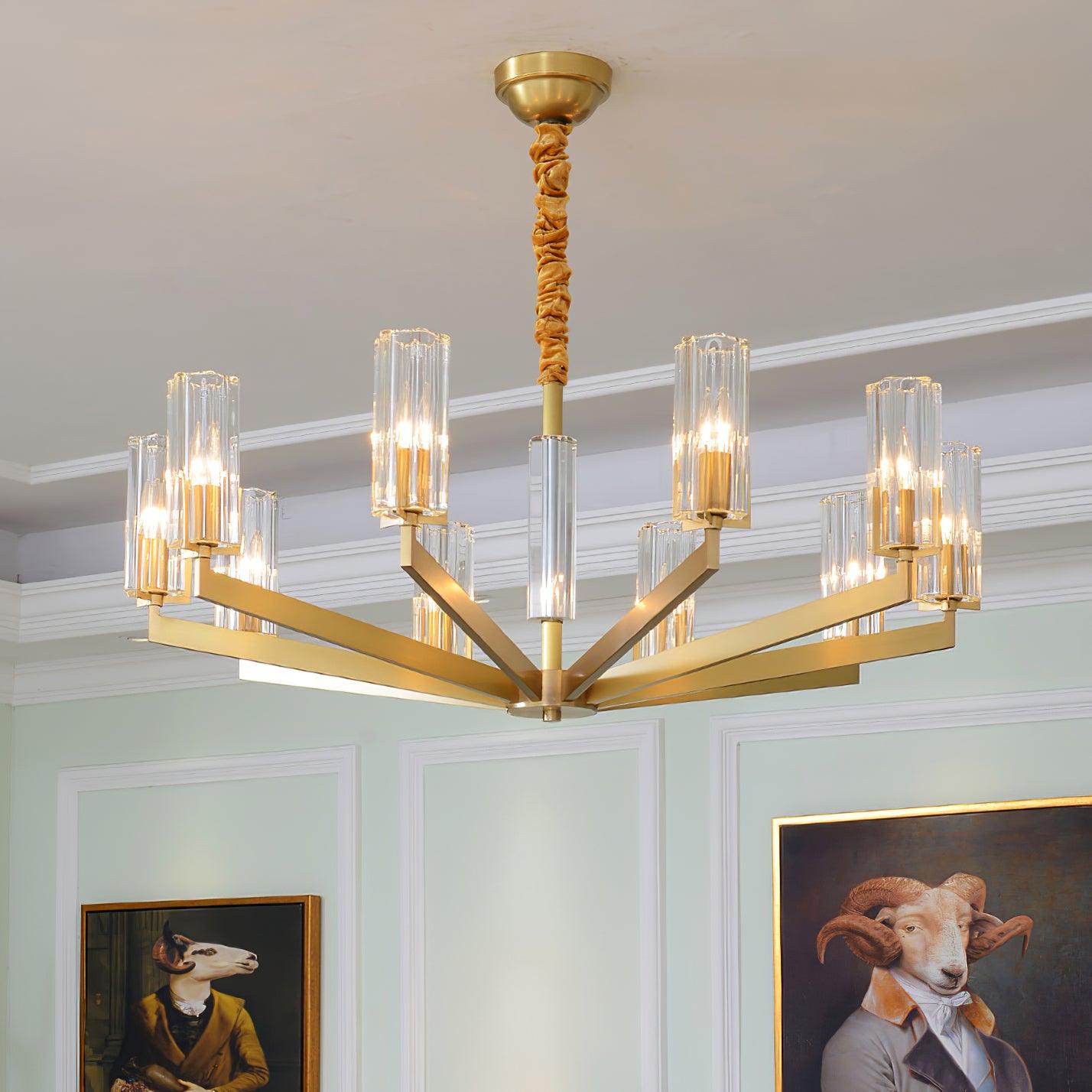 Lustra Chandelier Brass Glass Modern-Neutral Decor