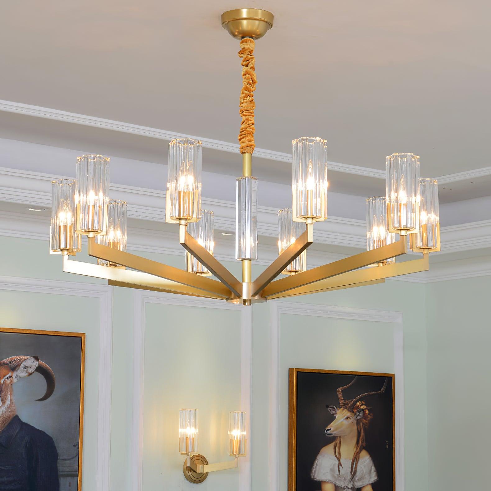 Lustra Chandelier Brass Glass Modern-Neutral Decor