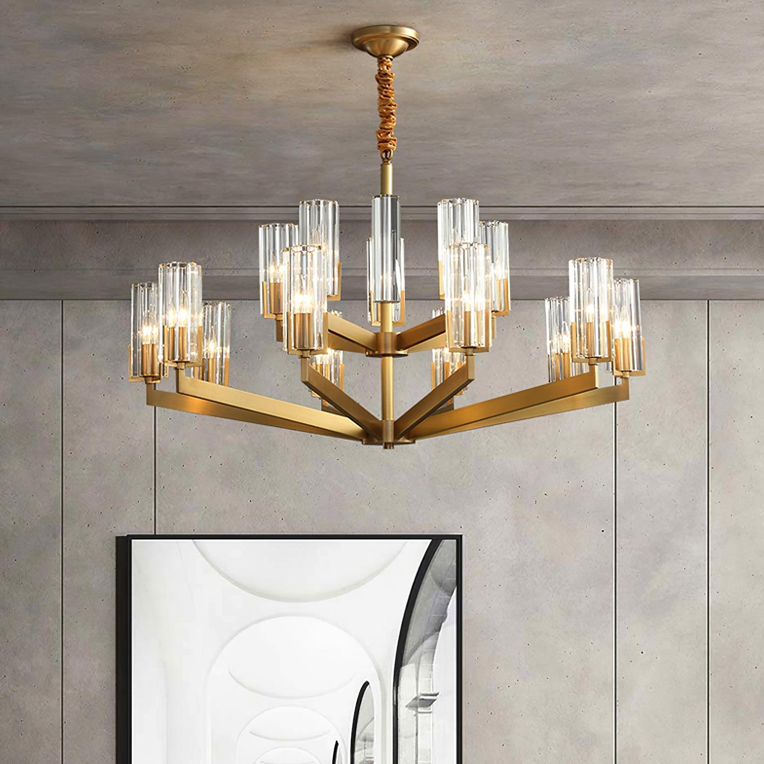 Lustra Chandelier Brass Glass Modern-Neutral Decor