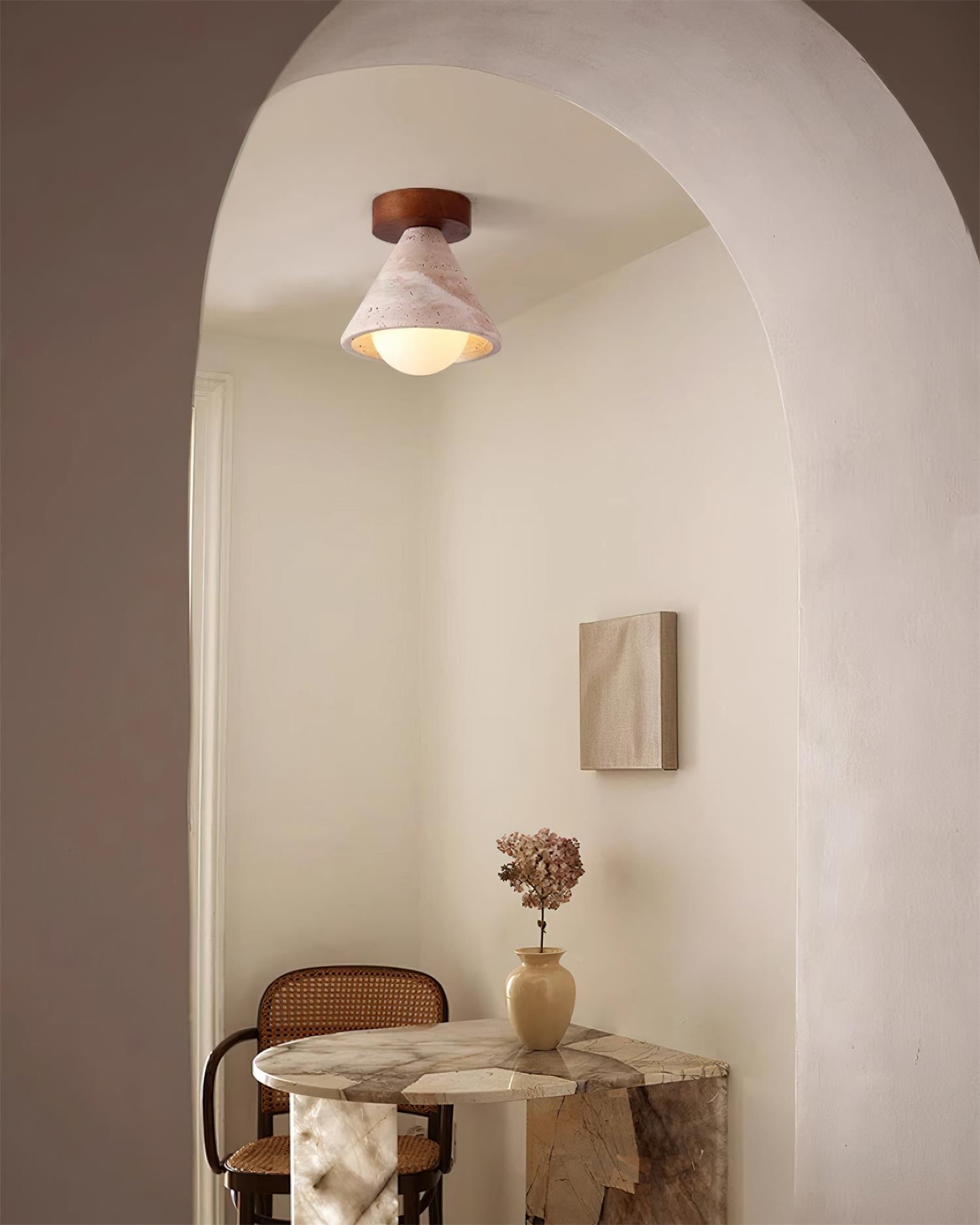 Hudon Travertine Cone Flush Mount Ceiling Light
