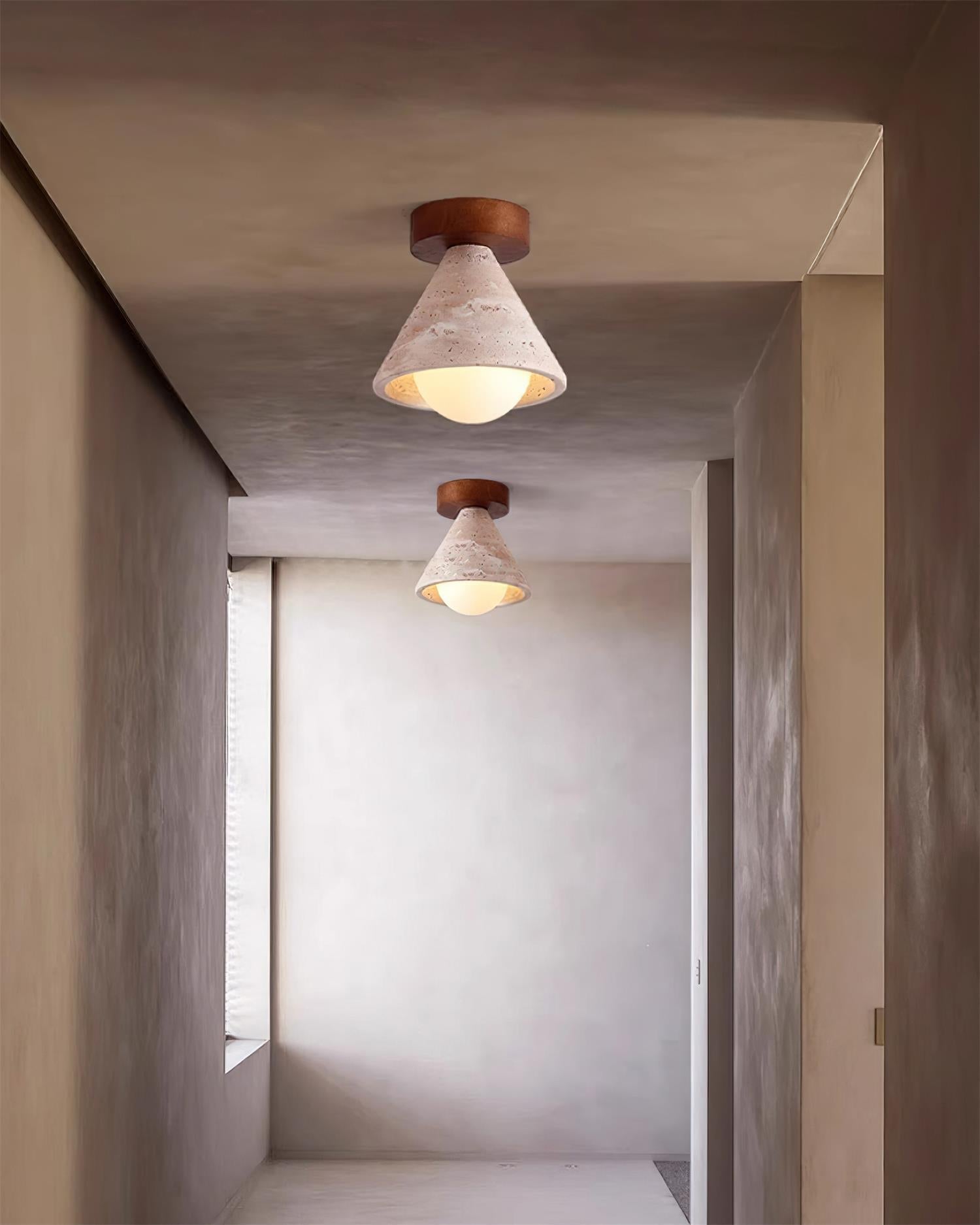 Hudon Travertine Cone Flush Mount Ceiling Light