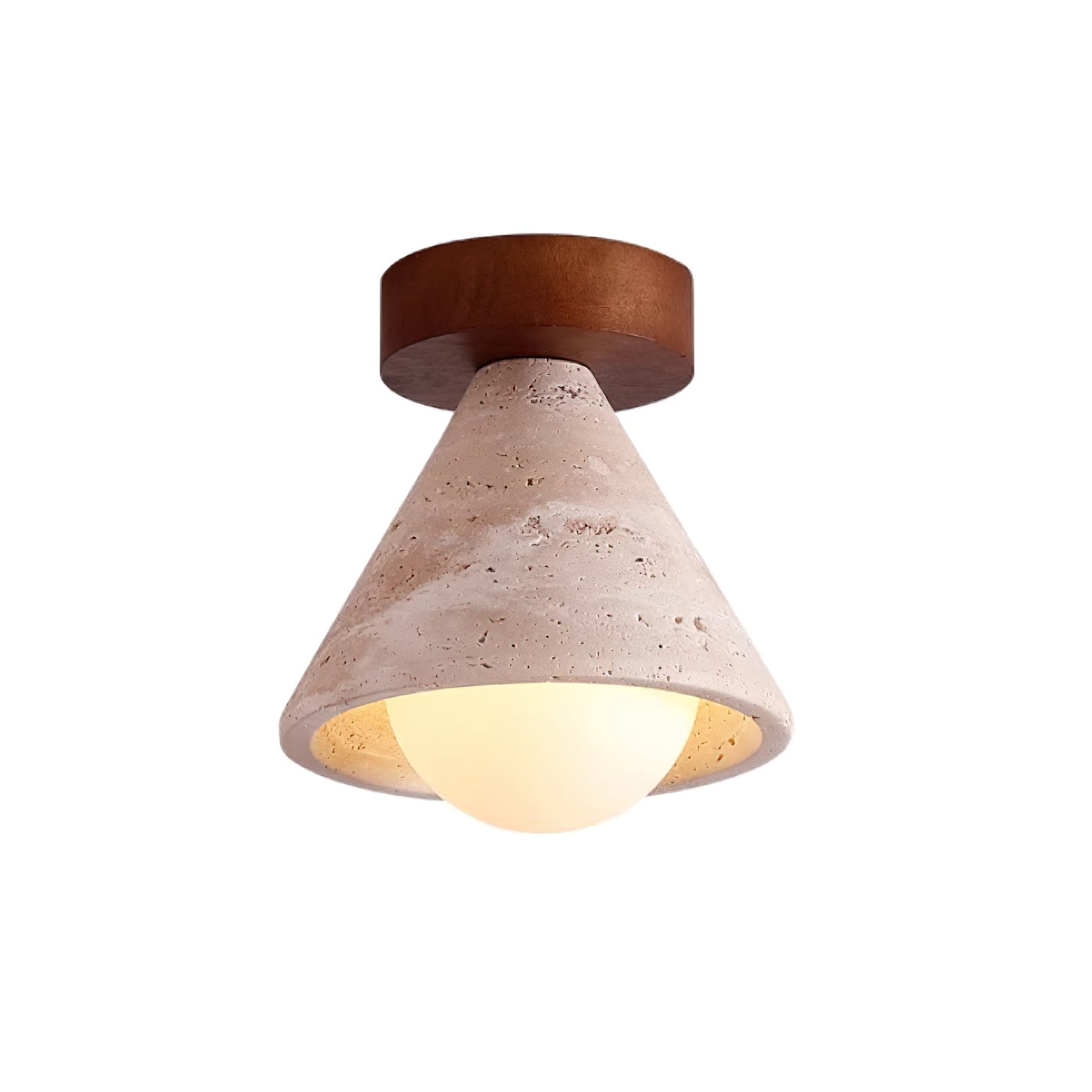 Hudon Travertine Cone Flush Mount Ceiling Light