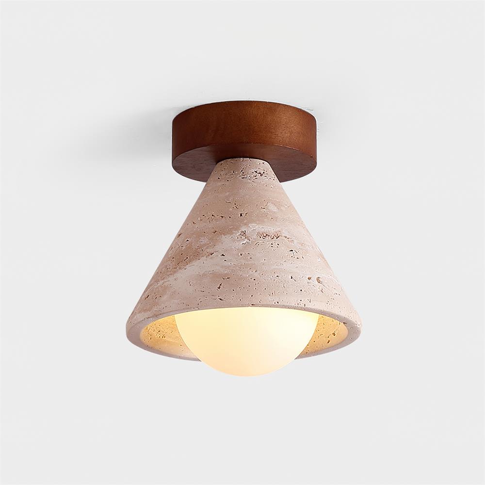 Hudon Travertine Cone Flush Mount Ceiling Light