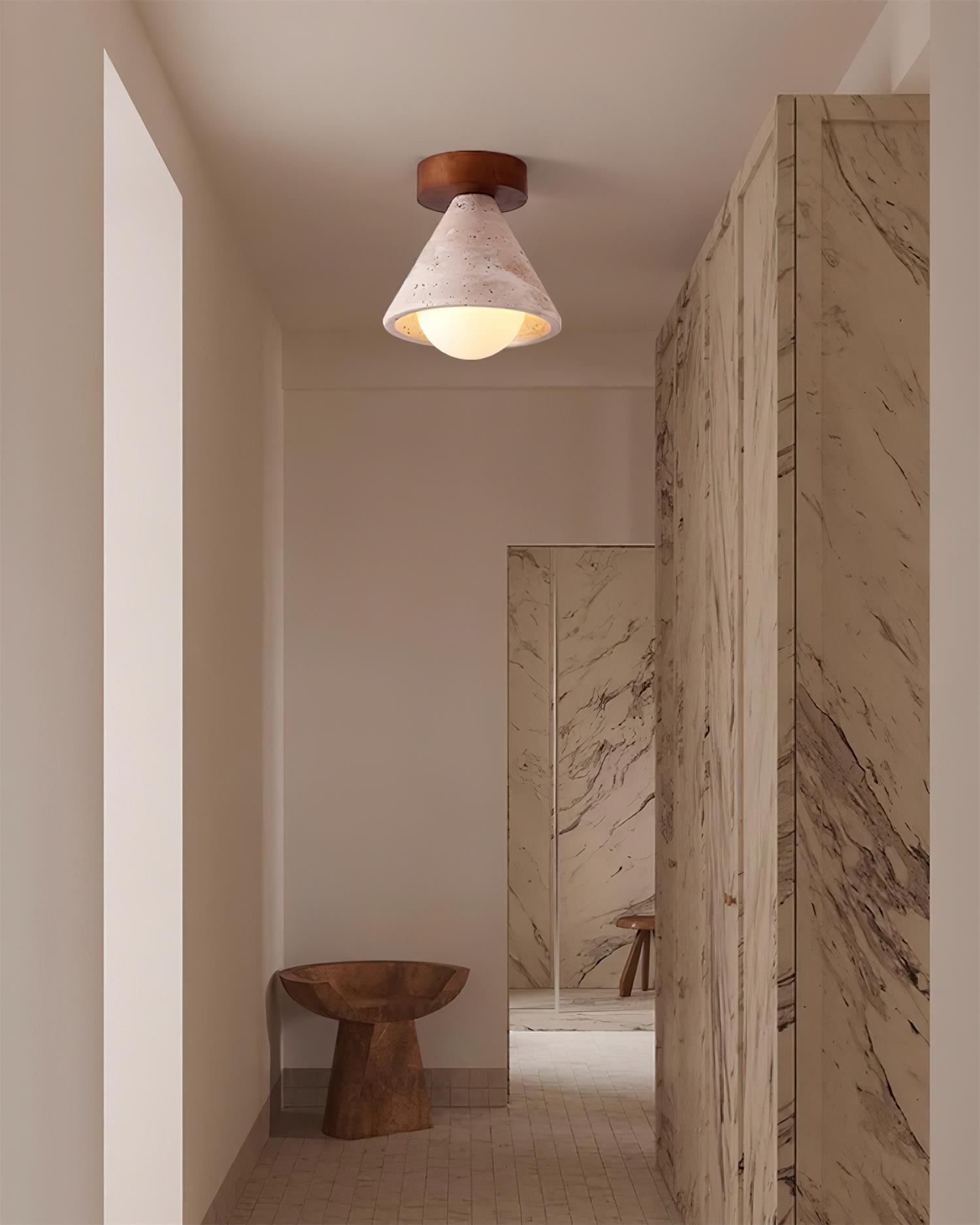Hudon Travertine Cone Flush Mount Ceiling Light
