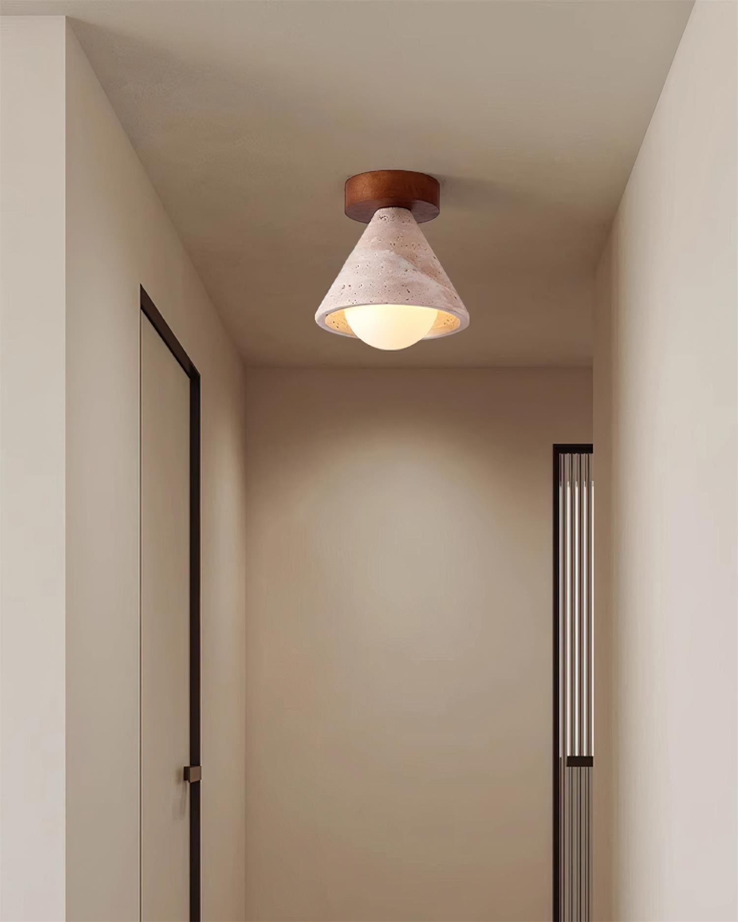 Hudon Travertine Cone Flush Mount Ceiling Light