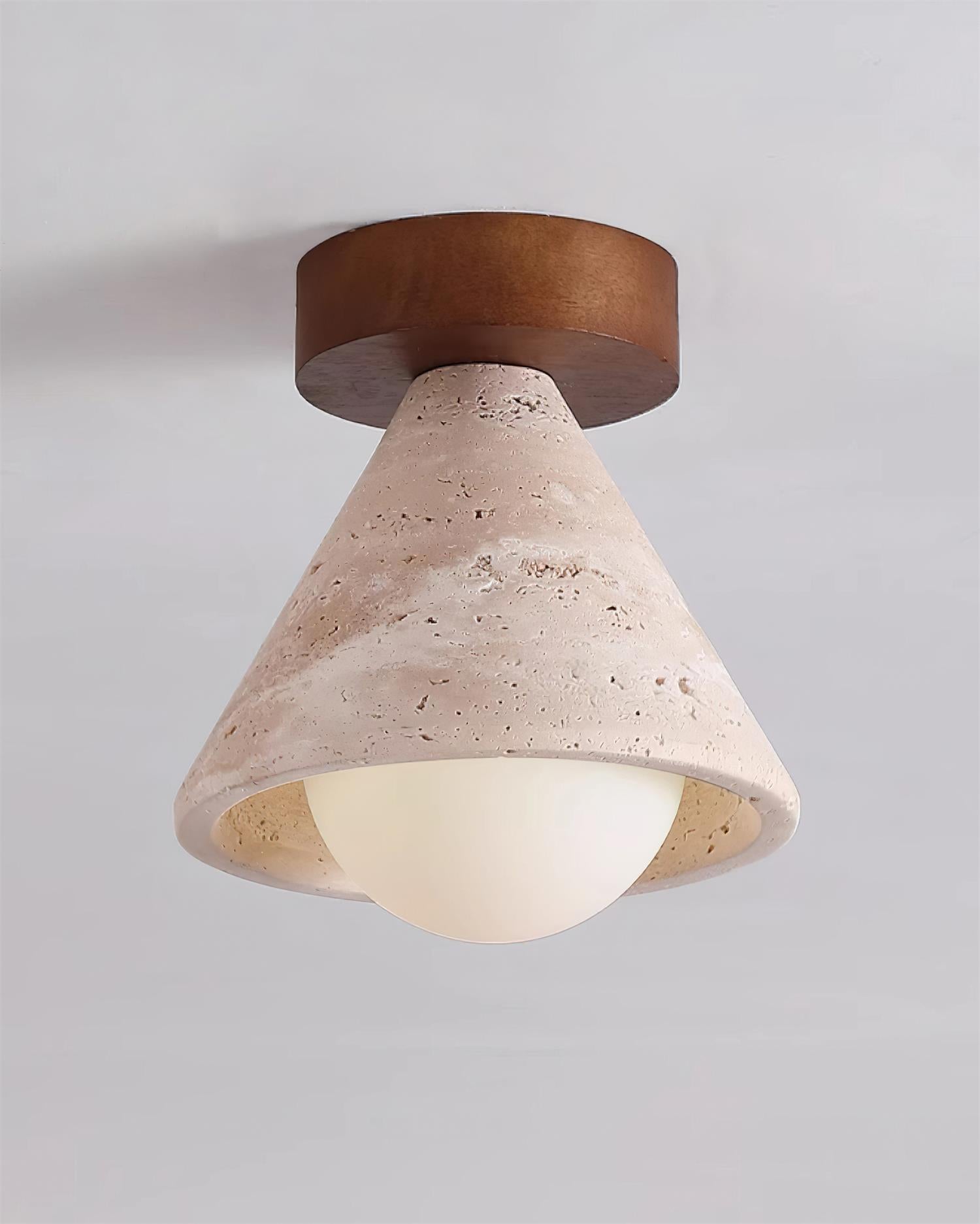 Hudon Travertine Cone Flush Mount Ceiling Light