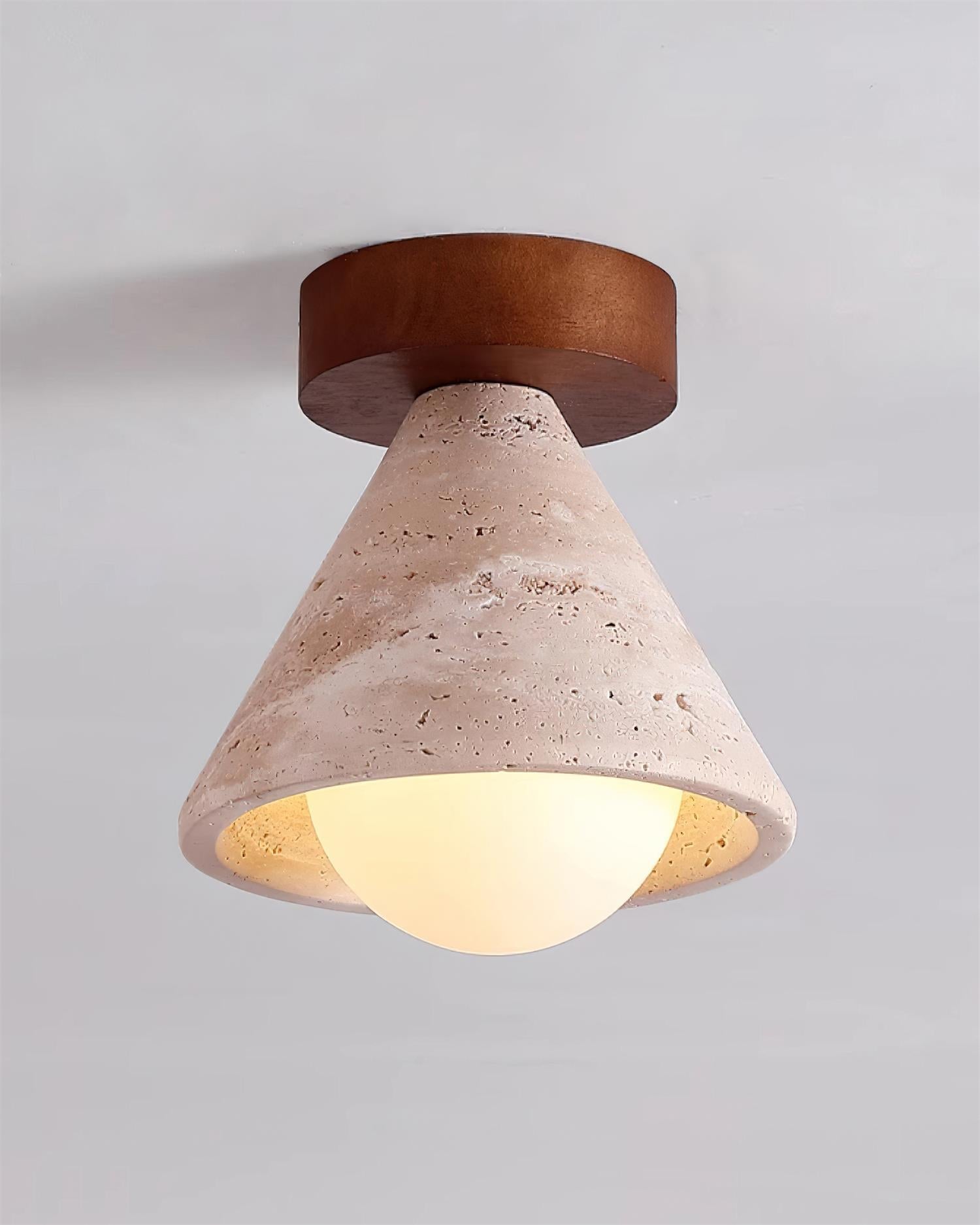 Hudon Travertine Cone Flush Mount Ceiling Light