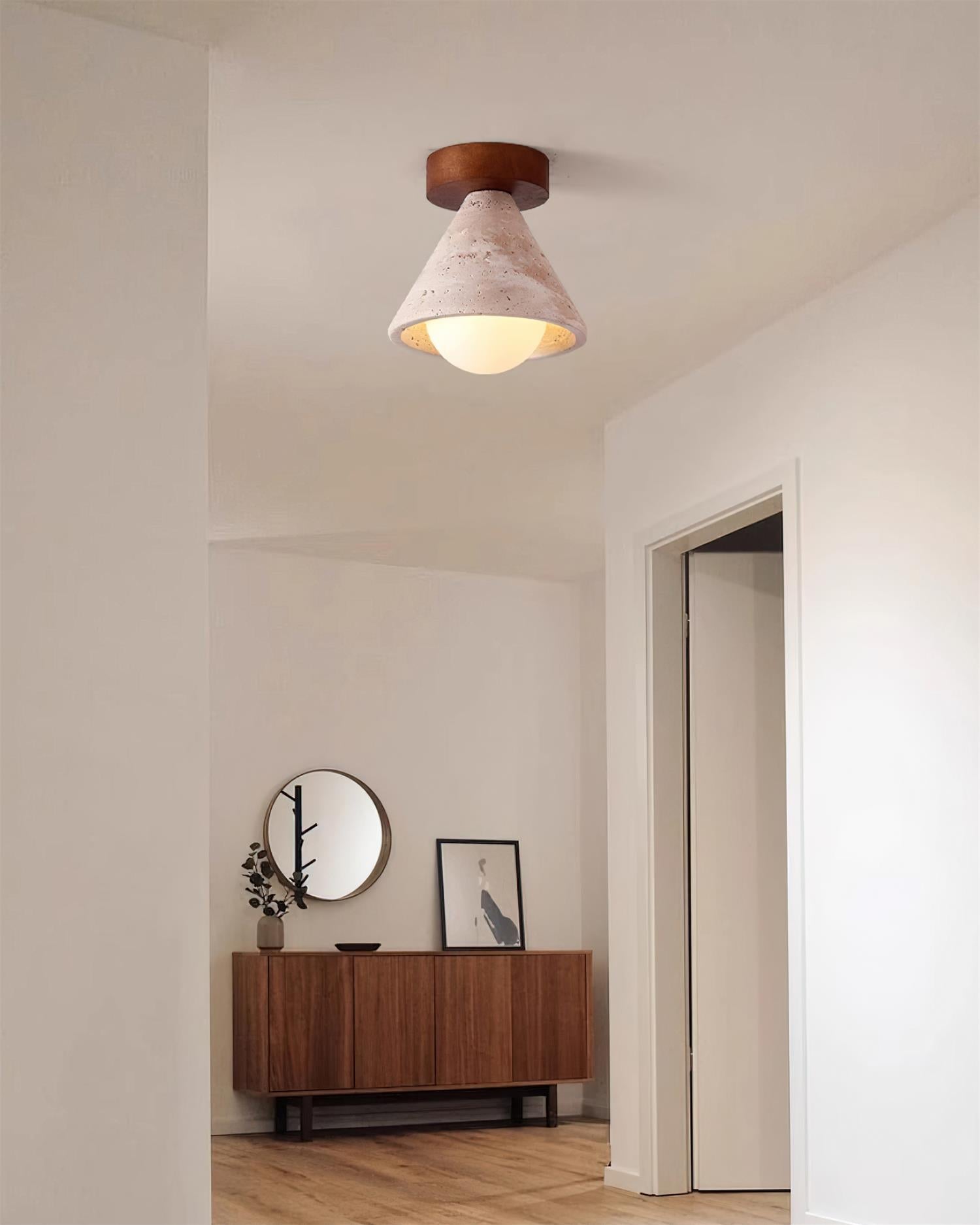 Hudon Travertine Cone Flush Mount Ceiling Light