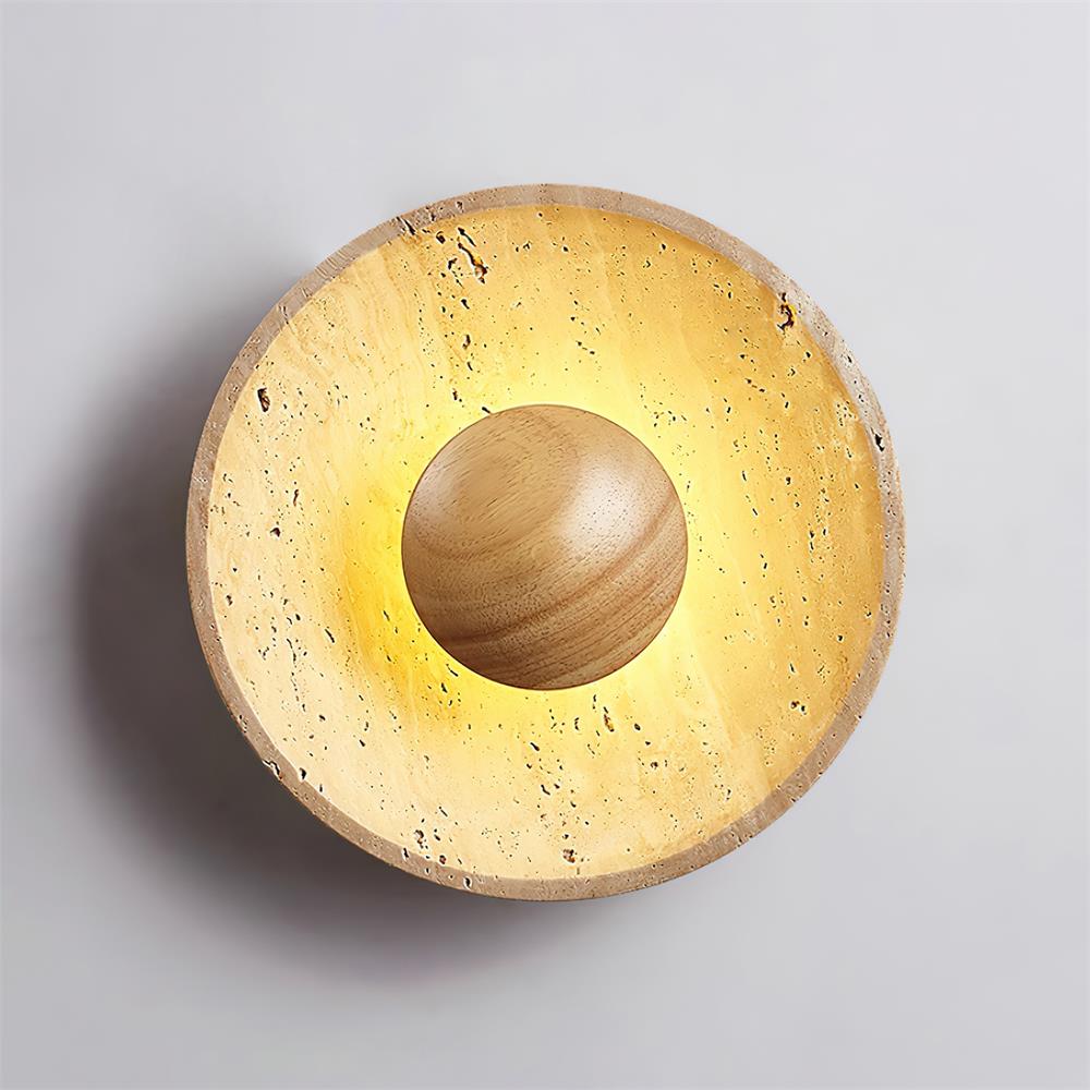 Gionne Wood & Travertine Wall Lamp