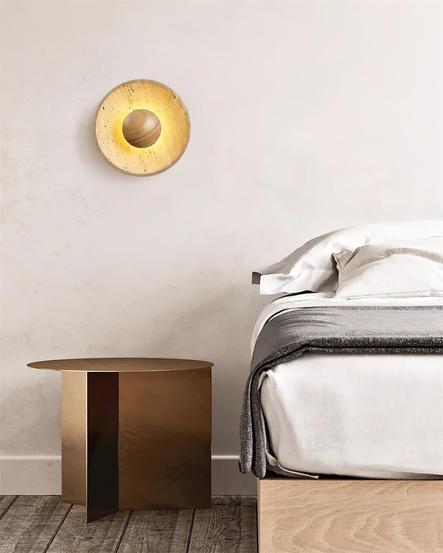 Gionne Wood & Travertine Wall Lamp