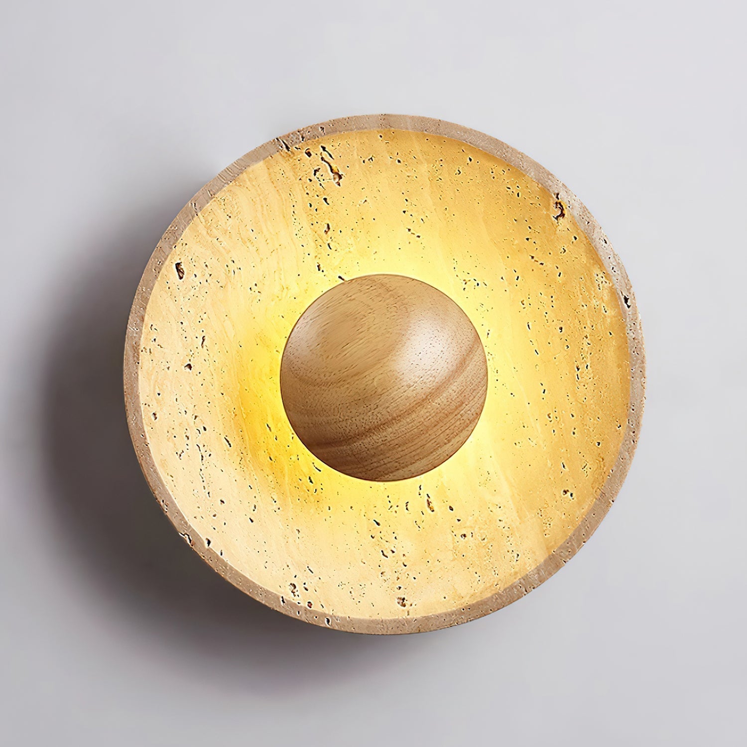 Norvian Wall Lamp Round Travertine Minimalist-Neutral Decor