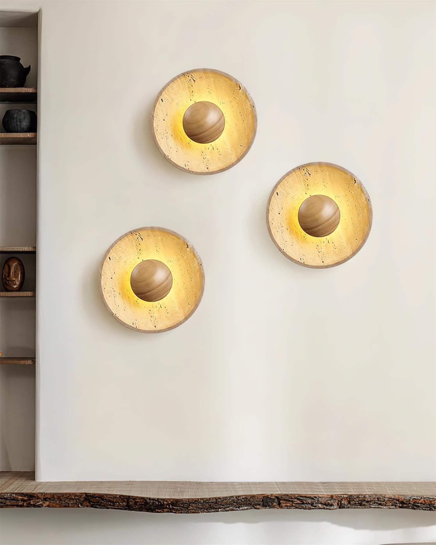 Gionne Wood & Travertine Wall Lamp